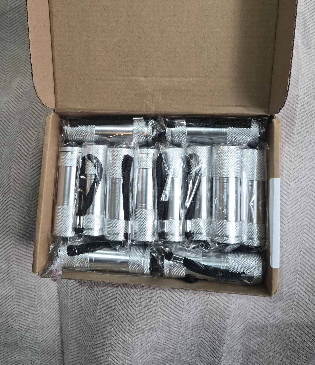 Set of 12 Mini Silver LED Flashlights