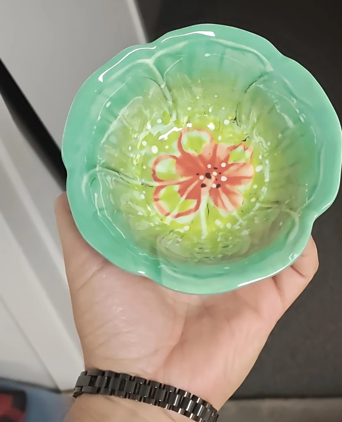 Decorative Green Floral Bowl