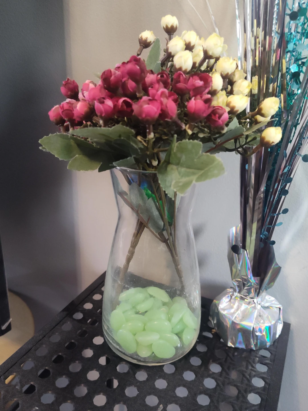 Glass Vase with Artificial Flowers