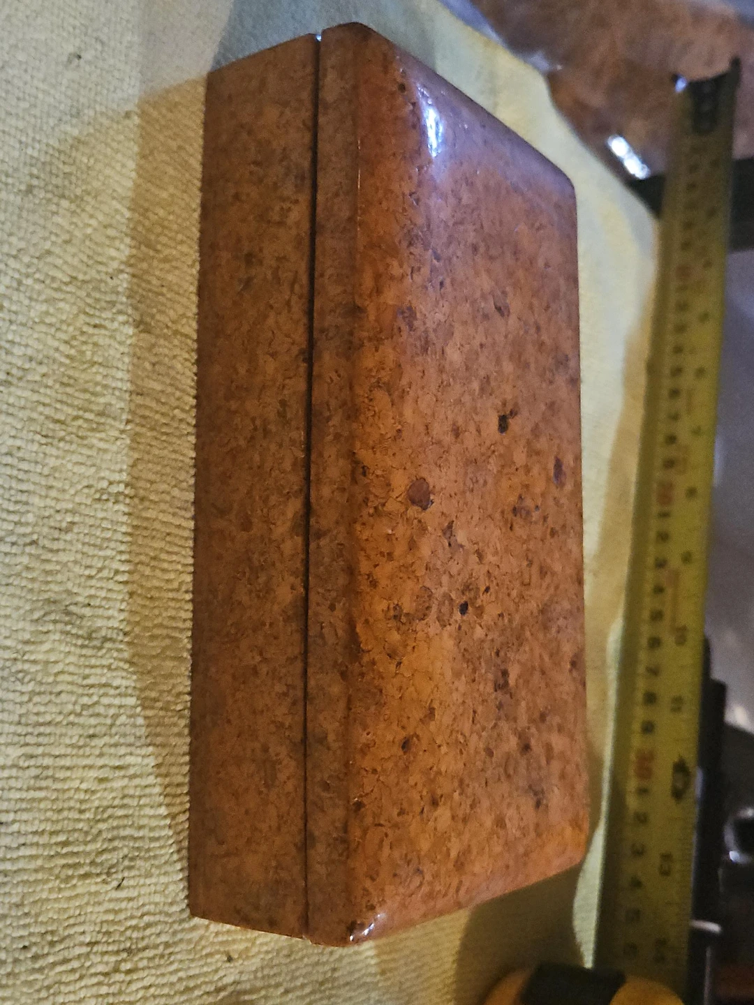 Vintage Cork Box with Carved Nut Bead Necklace