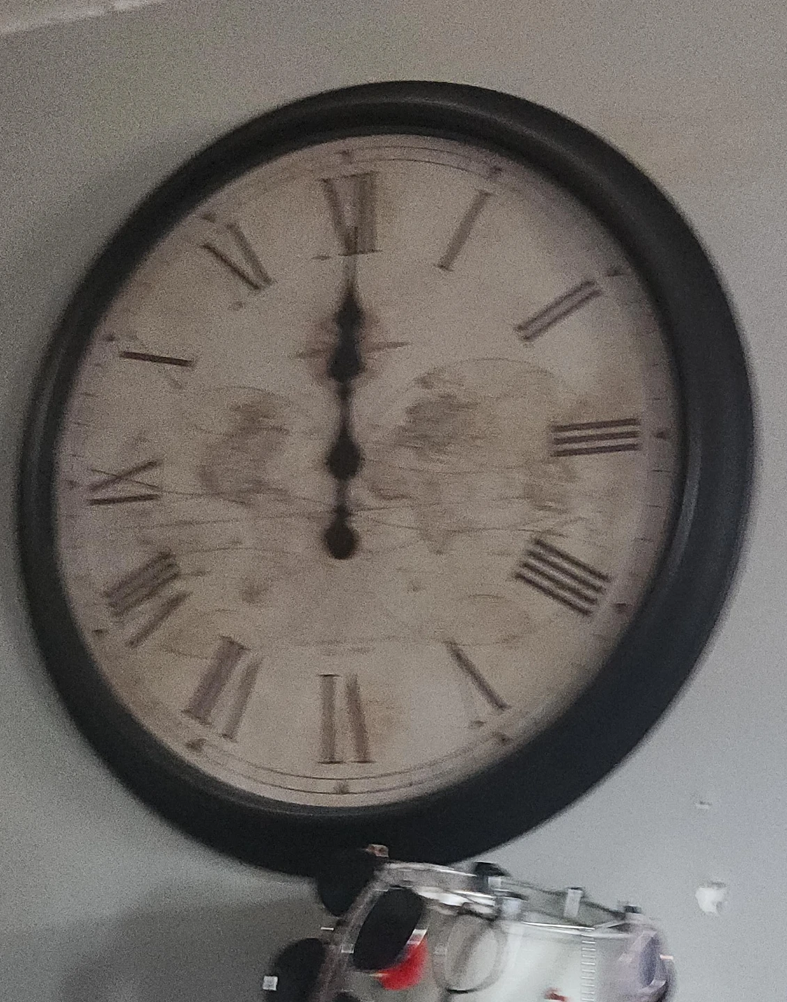 Large Round Wall Clock with World Map Design