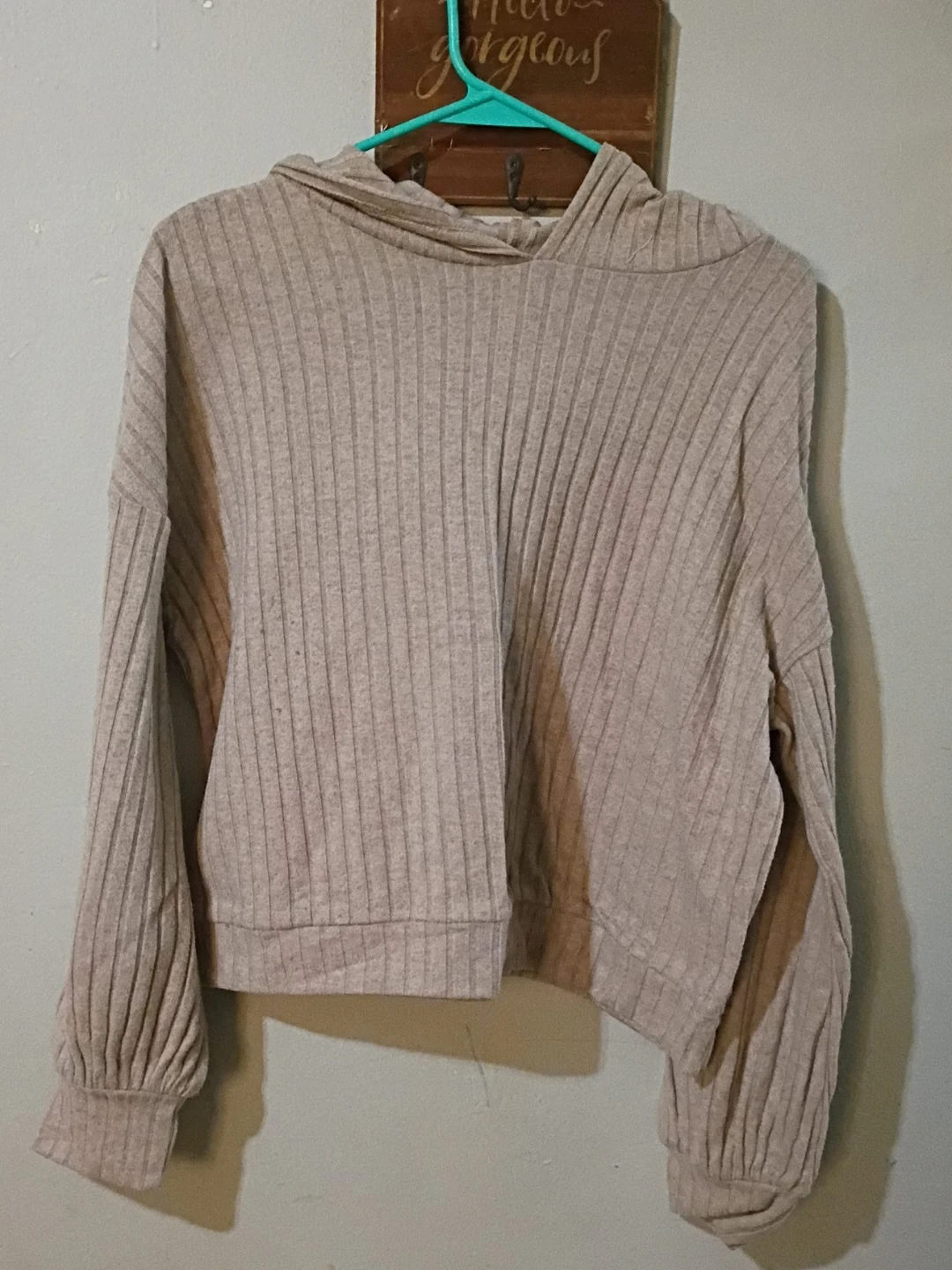 Ribbed Long Sleeve Hoodie