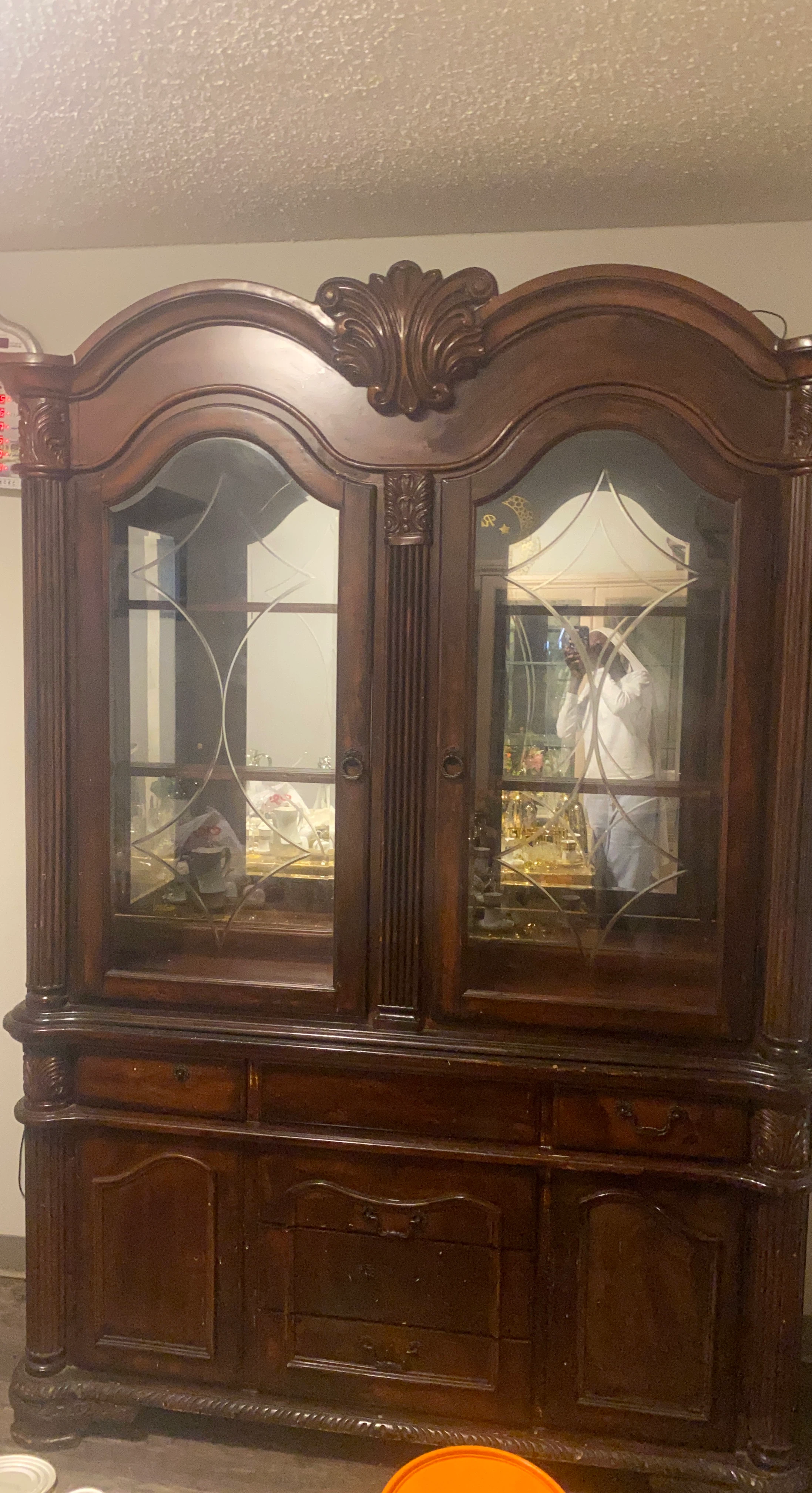 Traditional Dark Wood China Cabinet