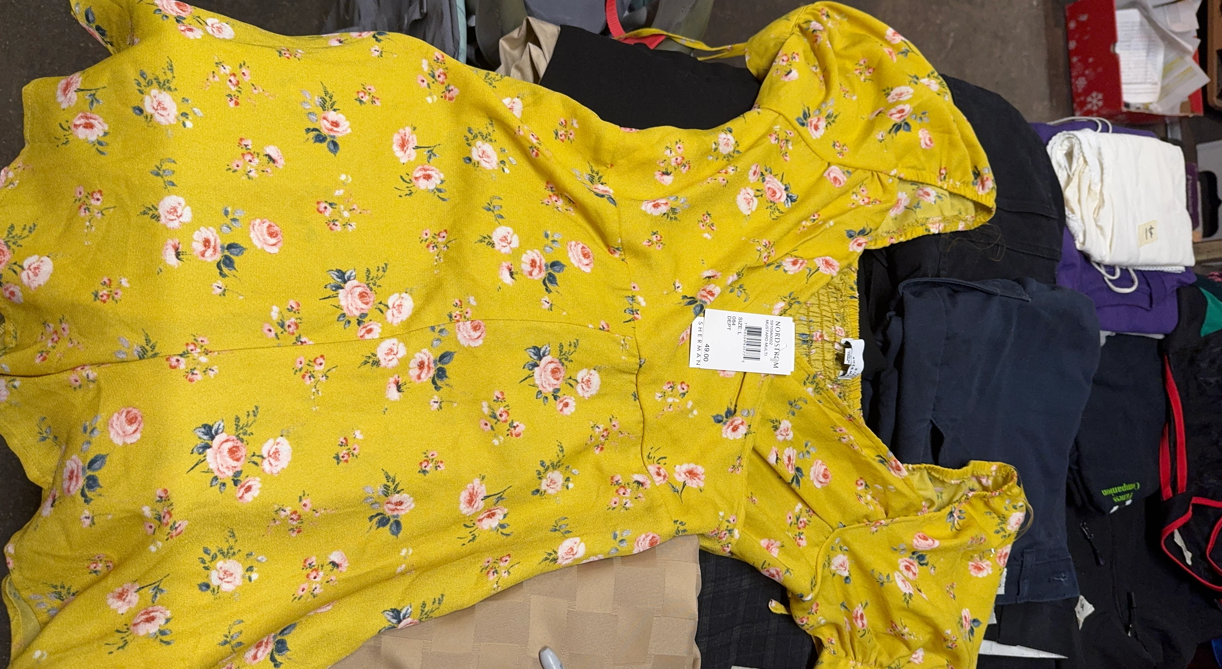 Sherman Floral Mustard Yellow Dress
