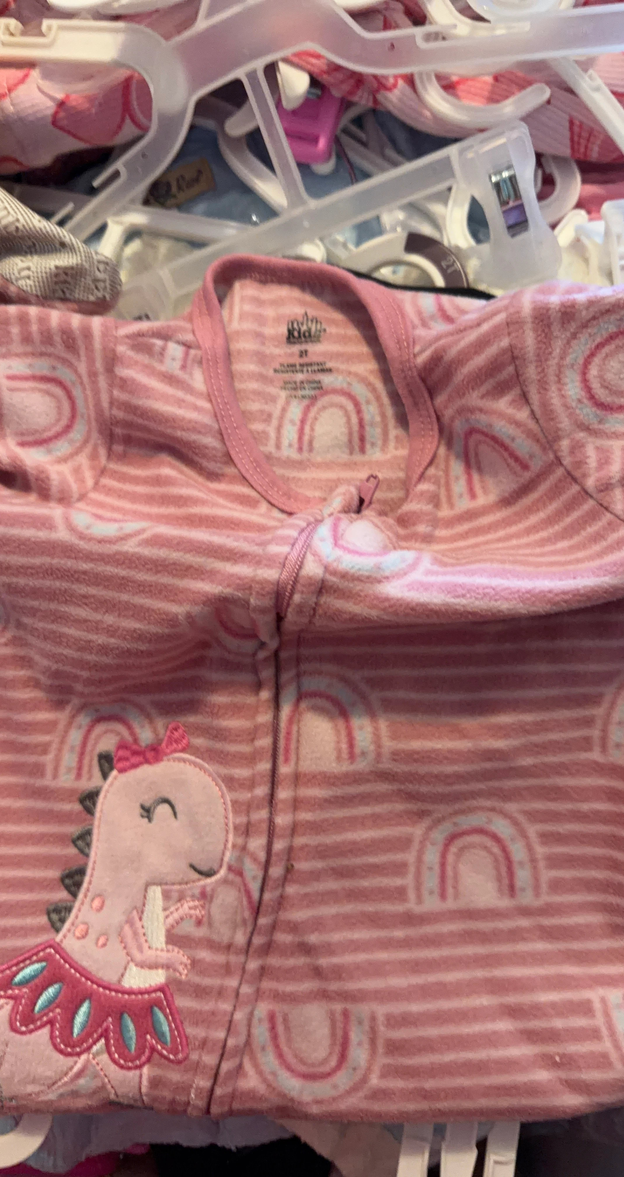 Pink Rainbow Dinosaur Sleeper Size 2T