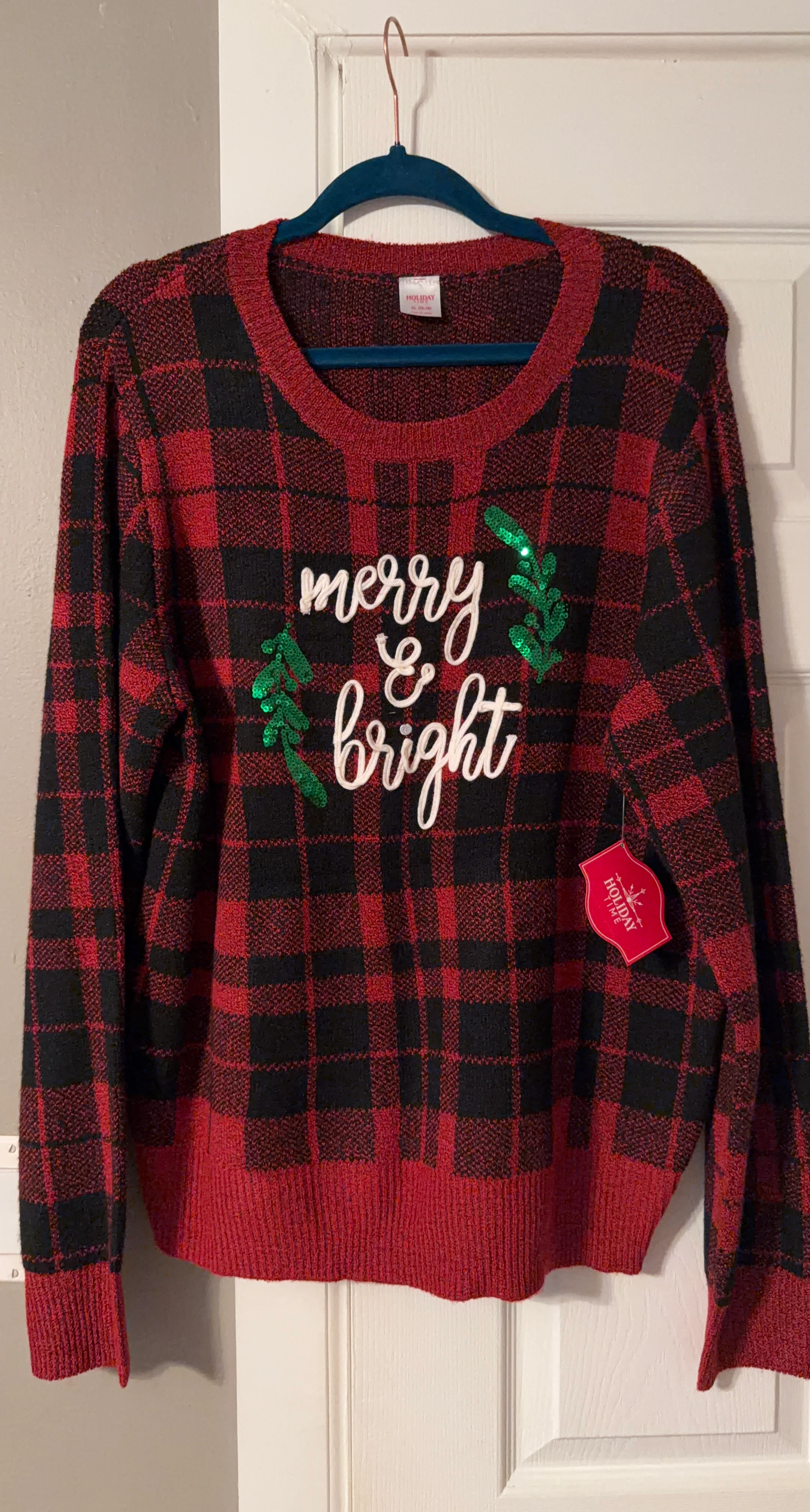 Holiday Time Merry & Bright Plaid Sweater