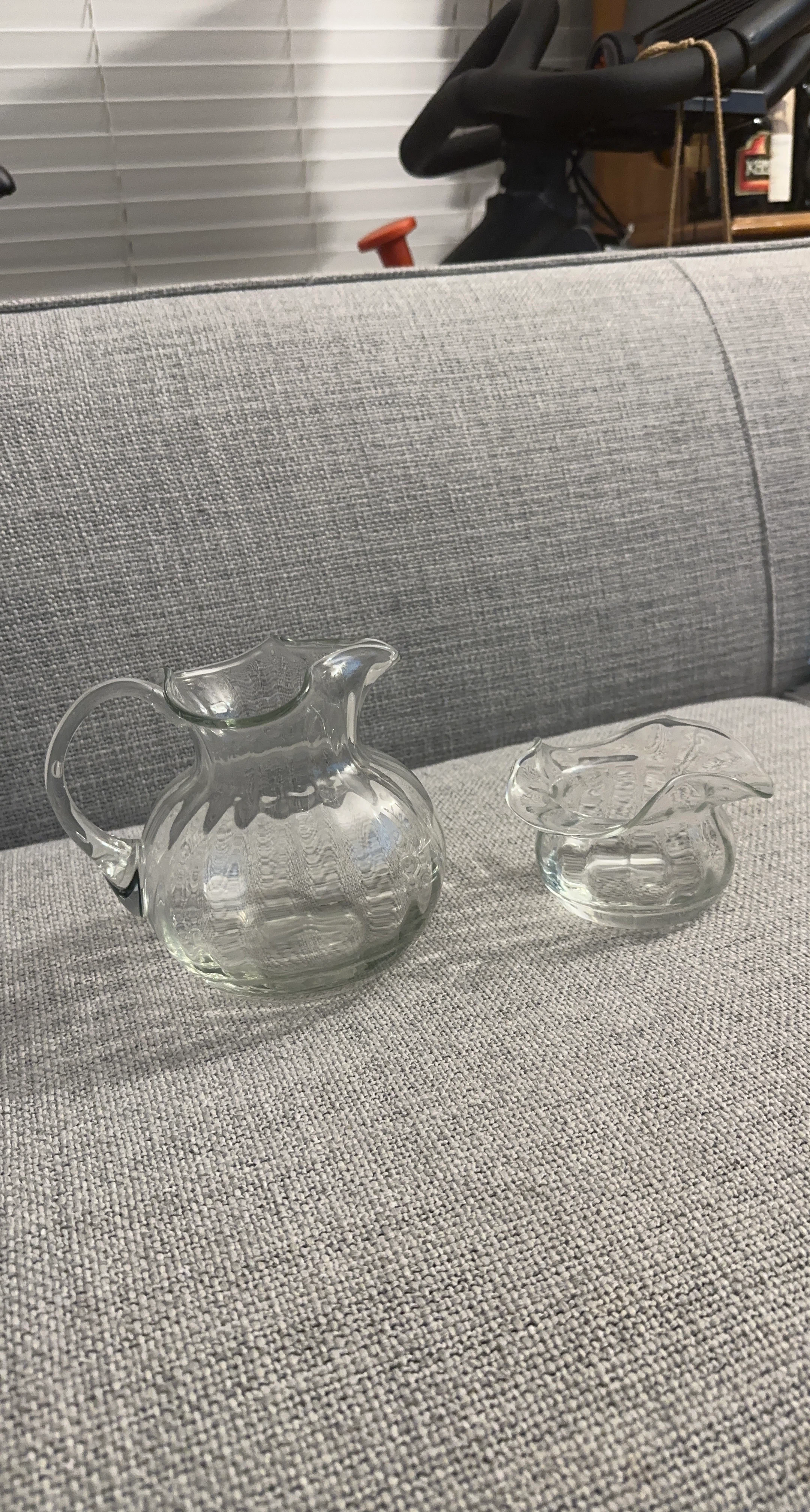 Vintage Clear Glass Creamer and Sugar Bowl Set