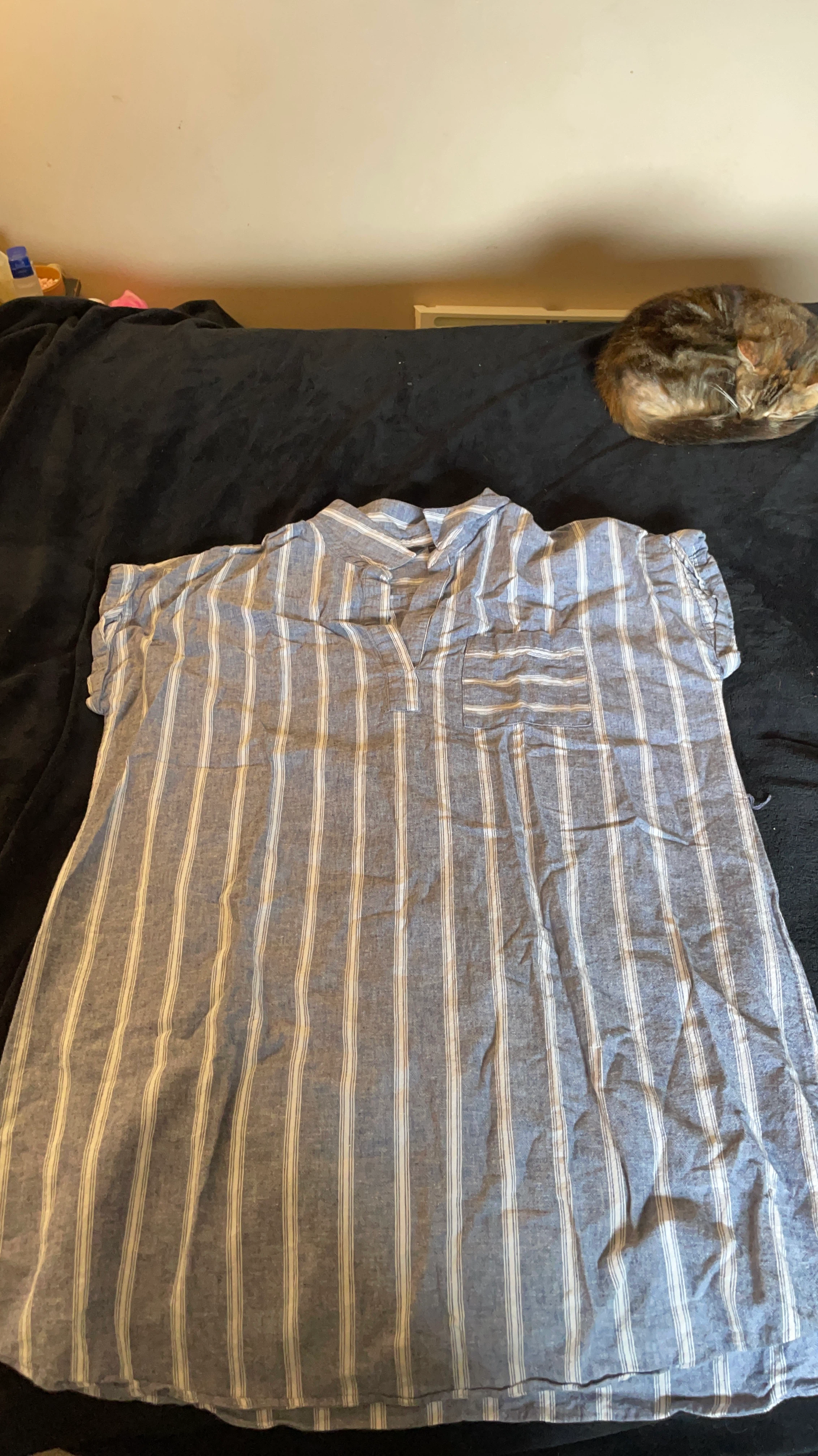 Old Navy Blue and White Striped Blouse