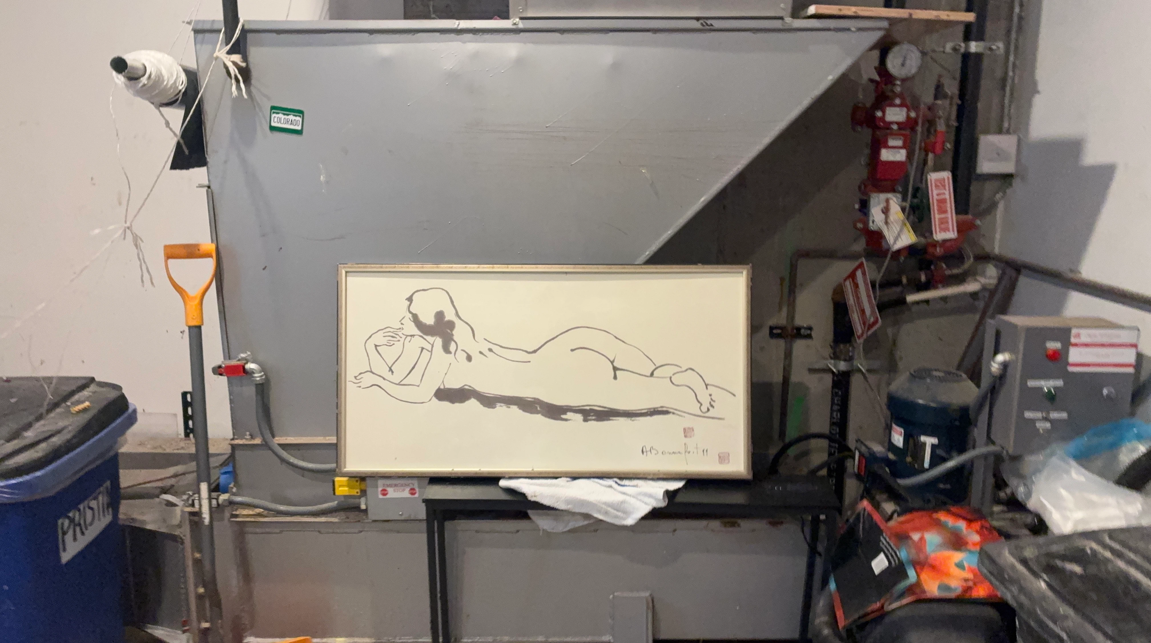 Framed Abstract Nude Line Art Print