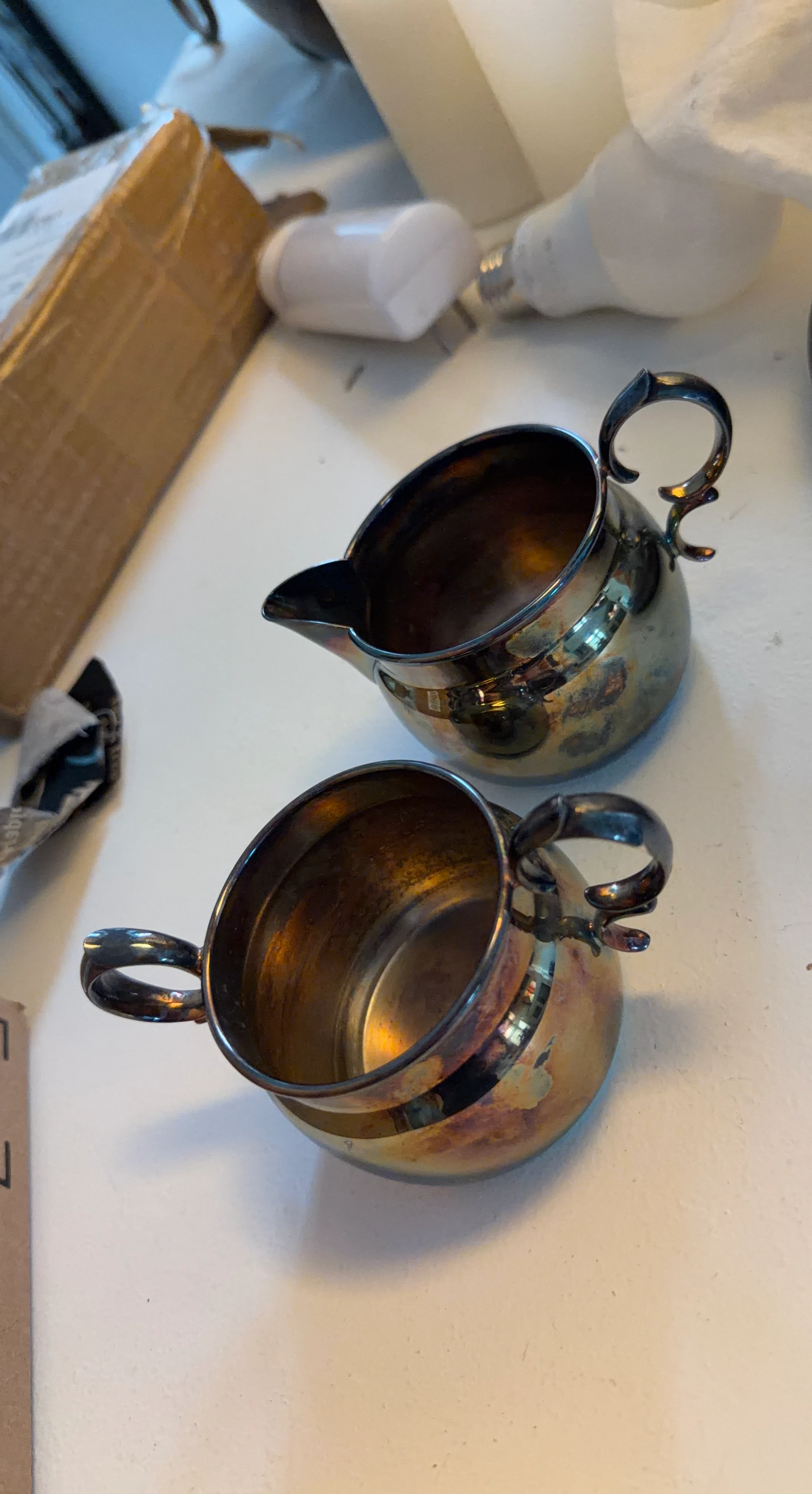 Vintage Silver Plated Creamer and Sugar Bowl Set