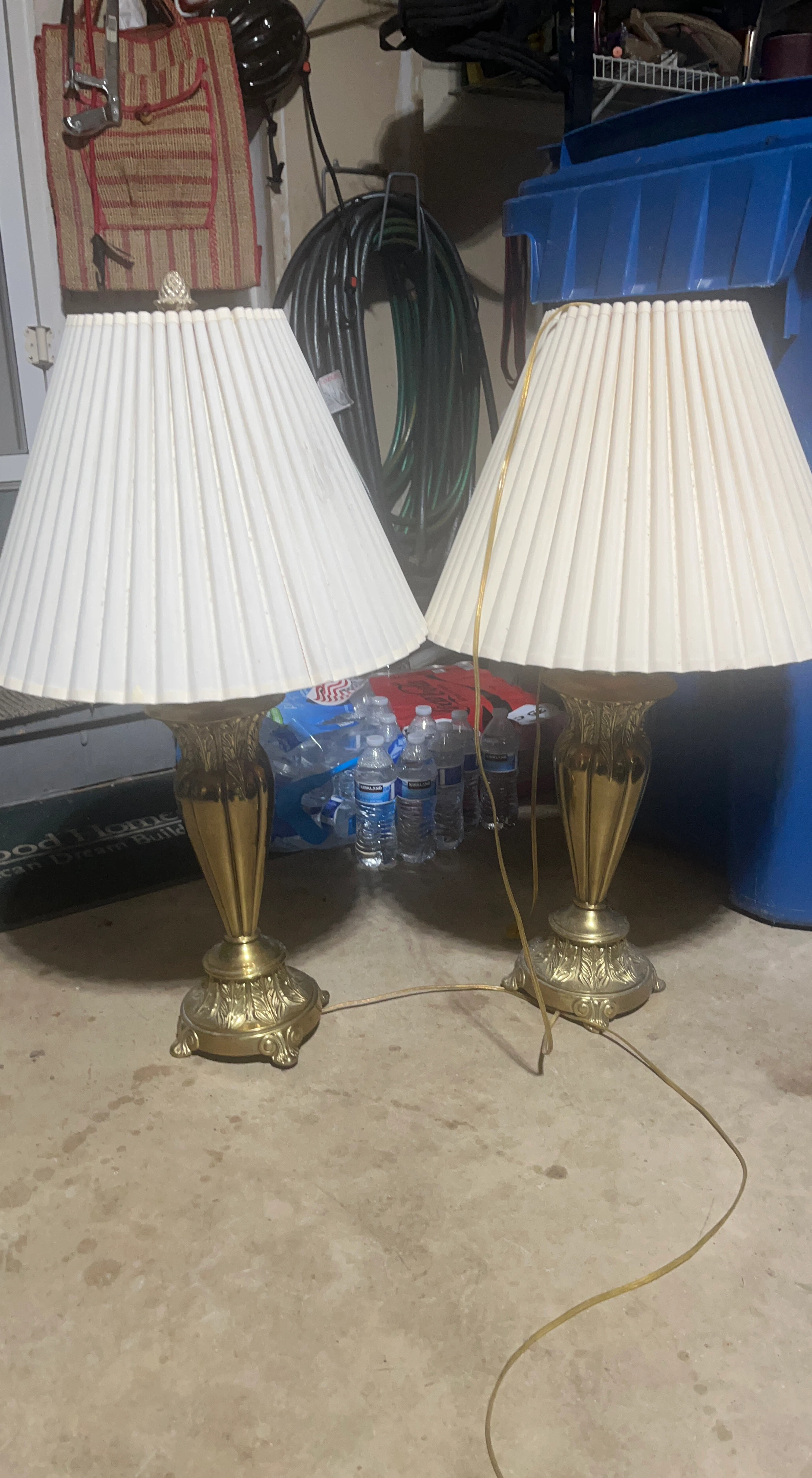 Set of Two Vintage Brass Table Lamps