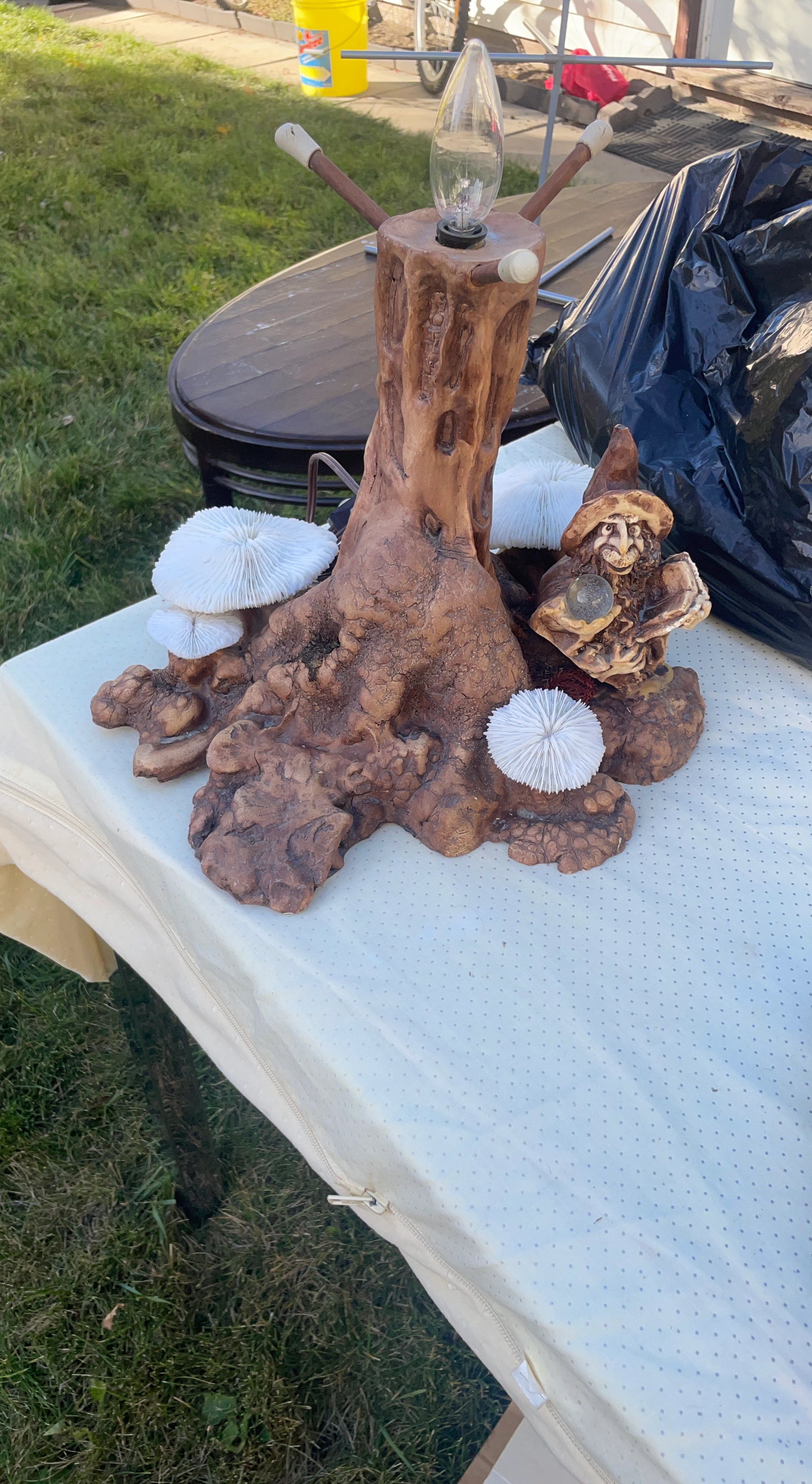 Wizard and Tree Stump Novelty Table Lamp