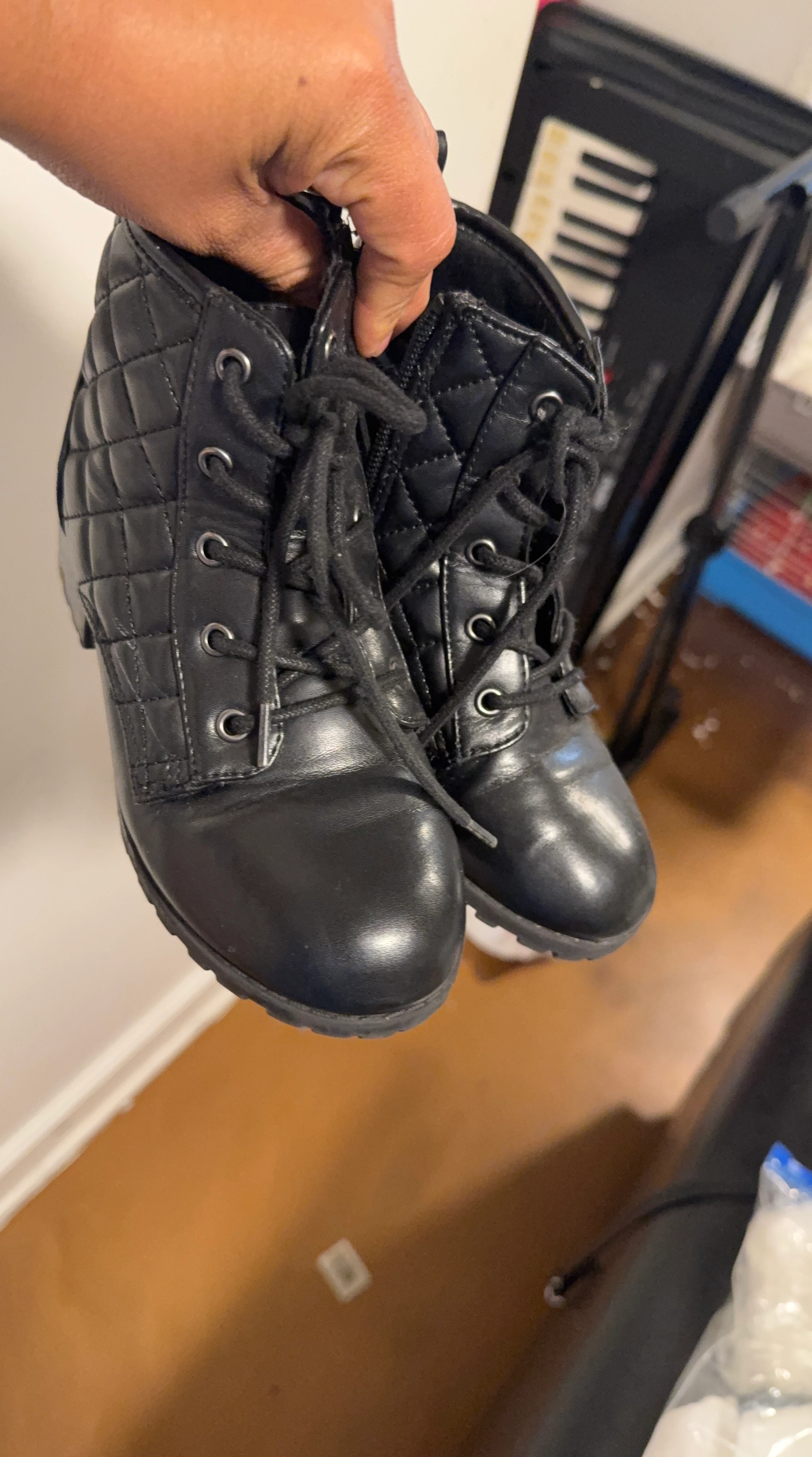 Black Quilted Ankle Boots