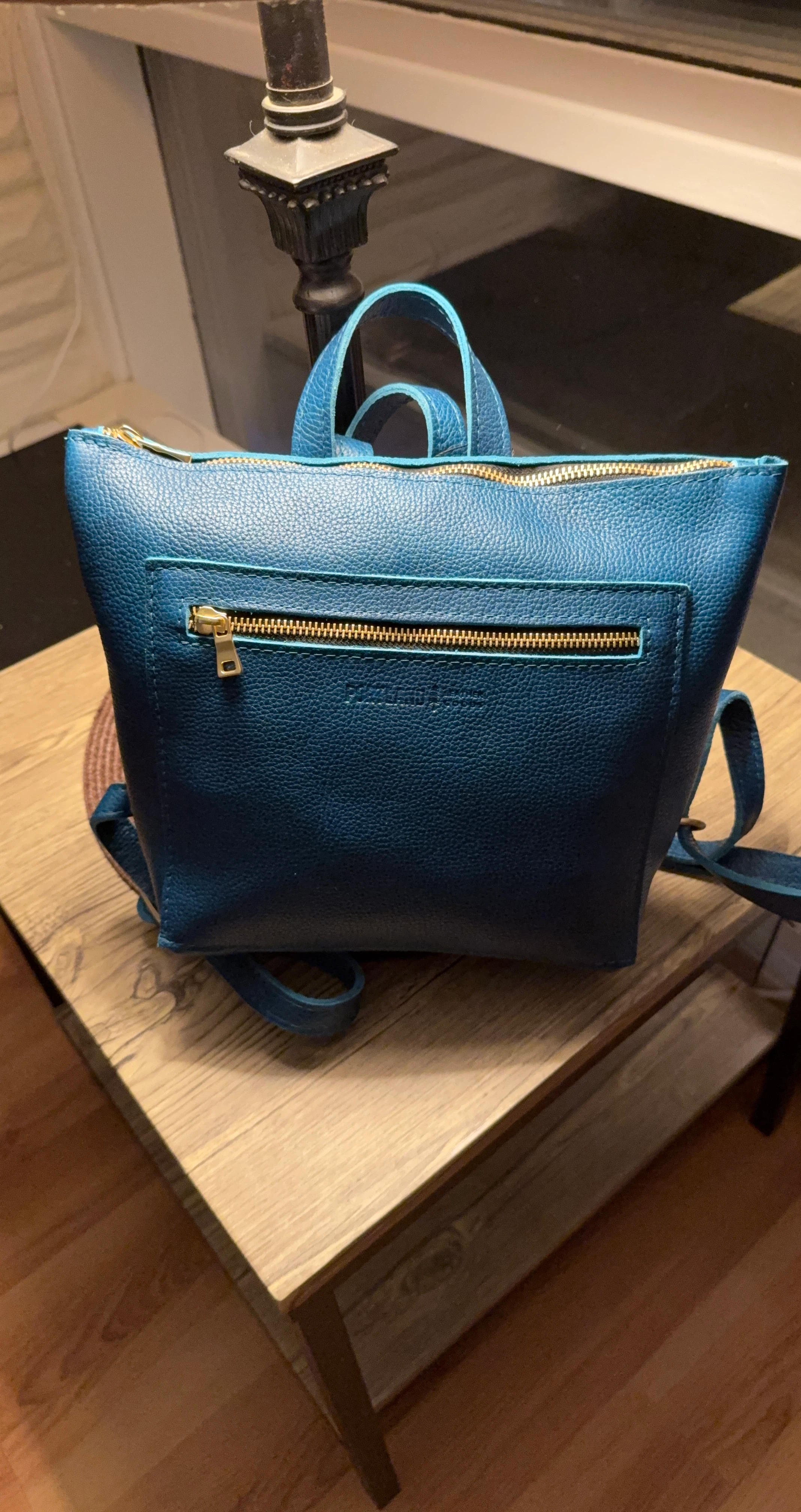 Portland Leather Goods Blue Leather Backpack