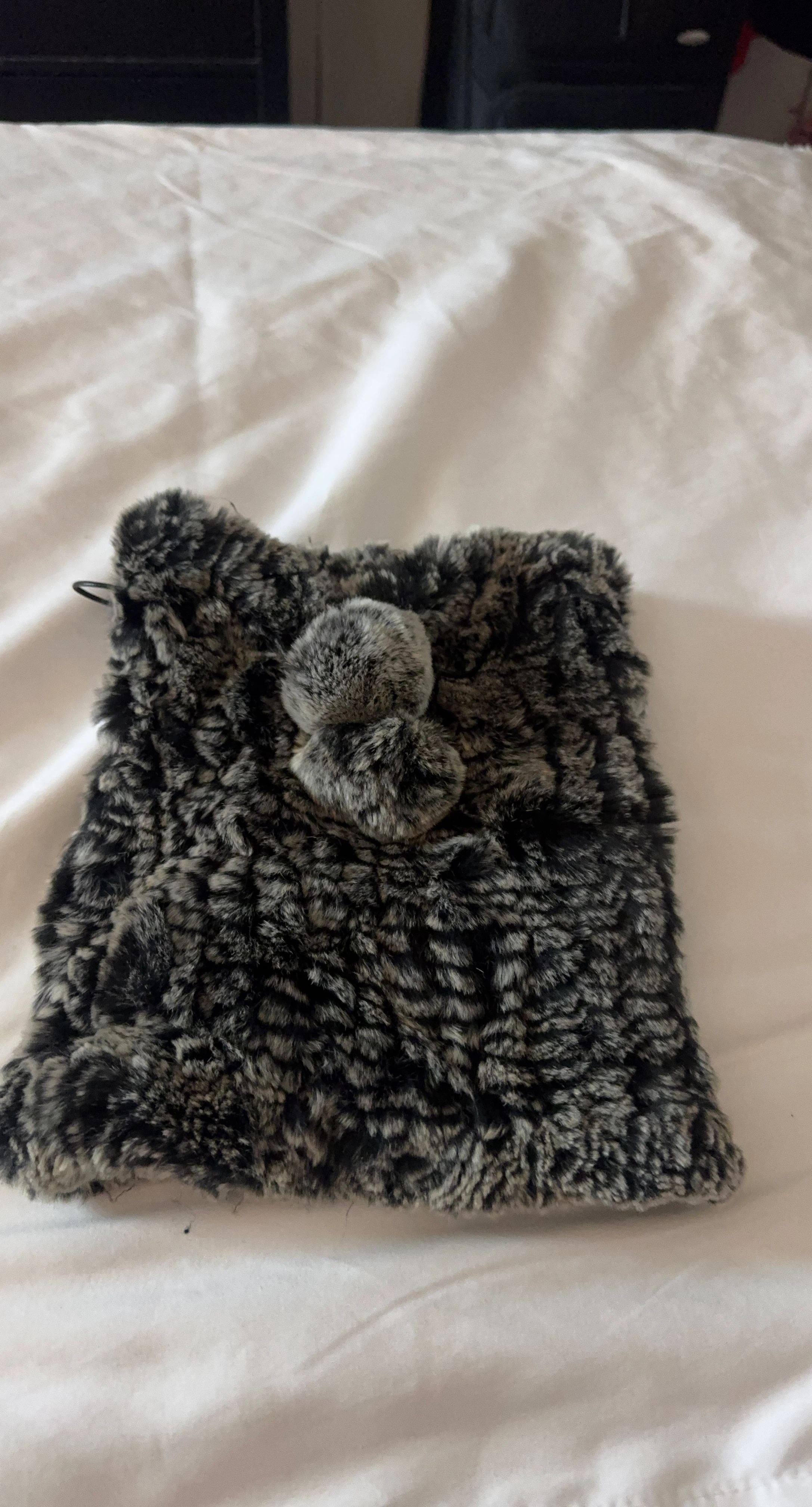 Gray and Black Faux Fur Neck Warmer