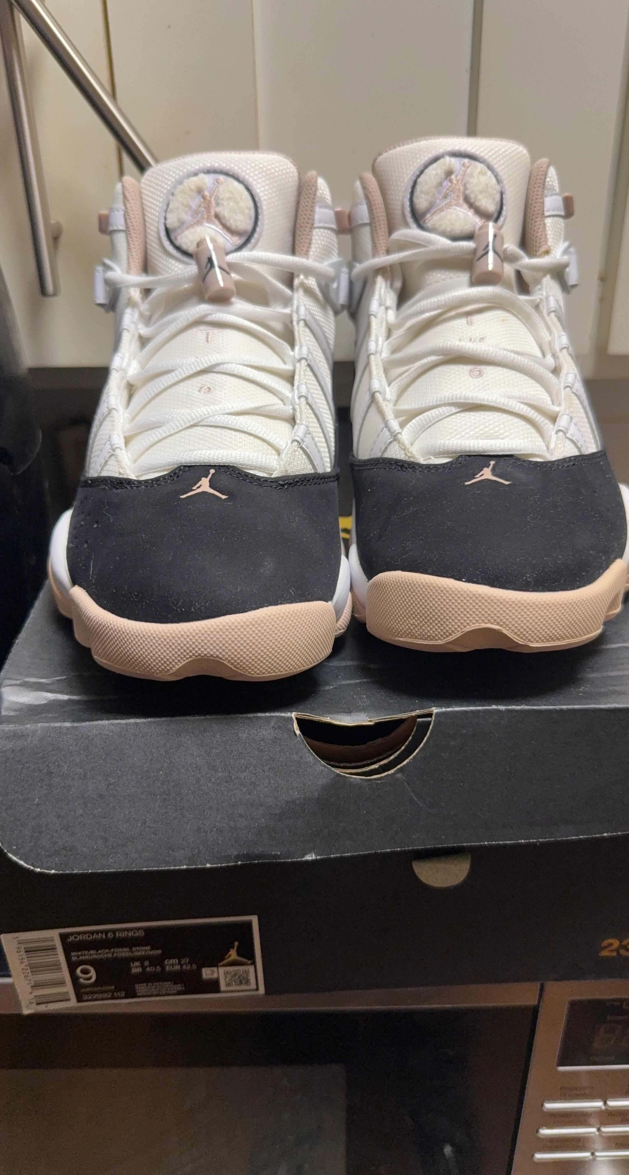 Jordan 6 Rings White Black Fossil Stone Sneakers