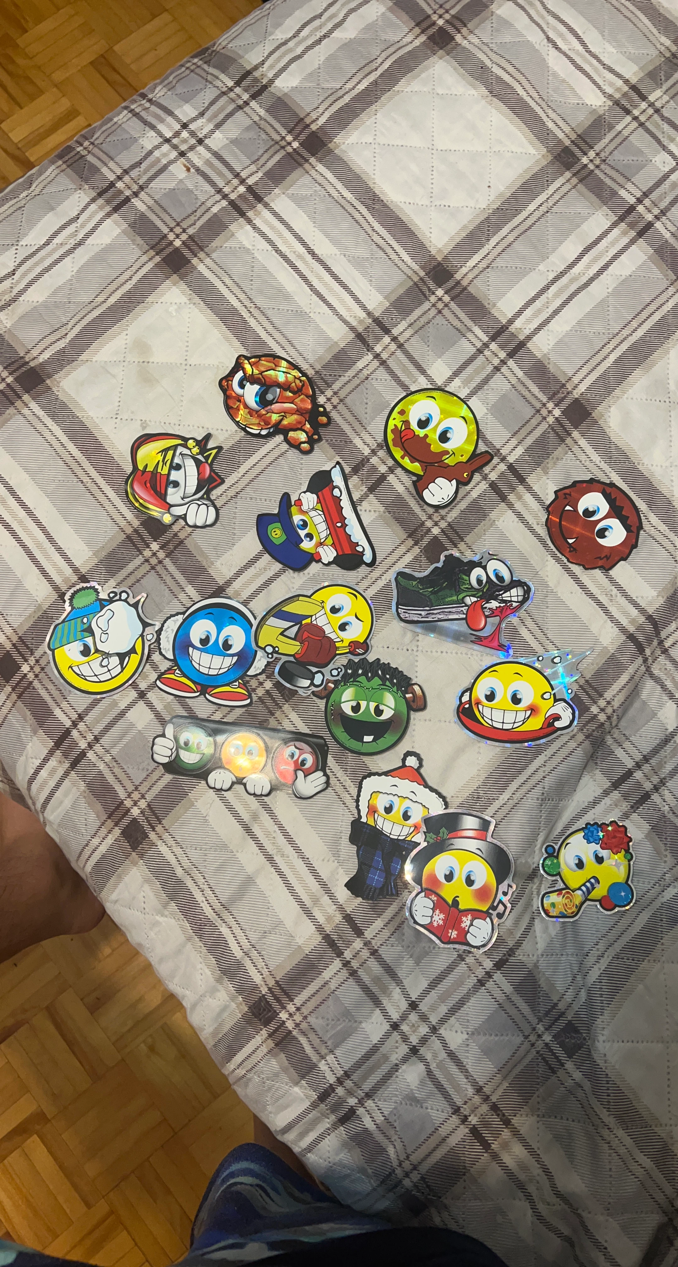 Collection of 16 Holographic Emoticon Stickers