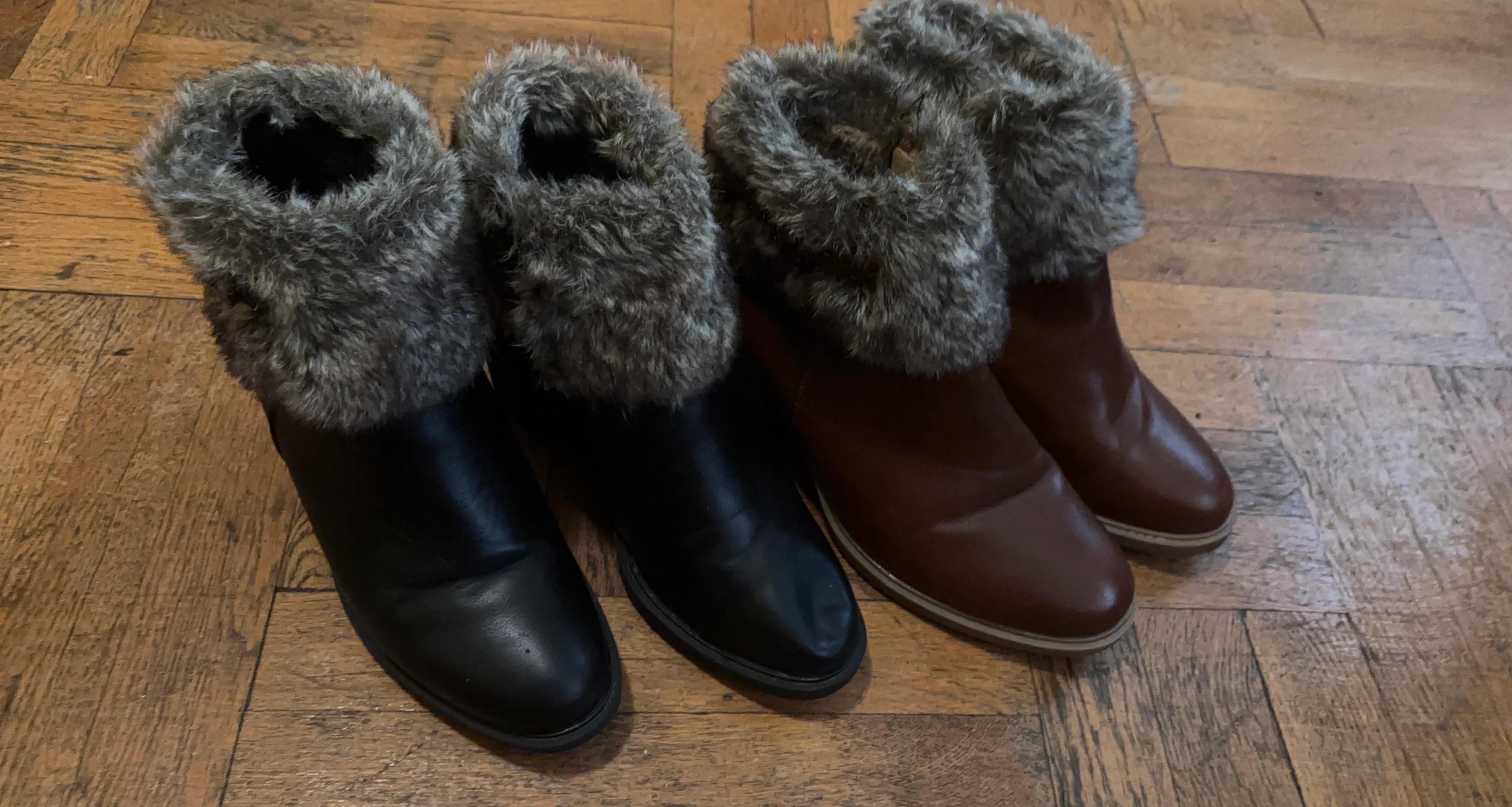 Two Pairs of Faux Fur Ankle Boots