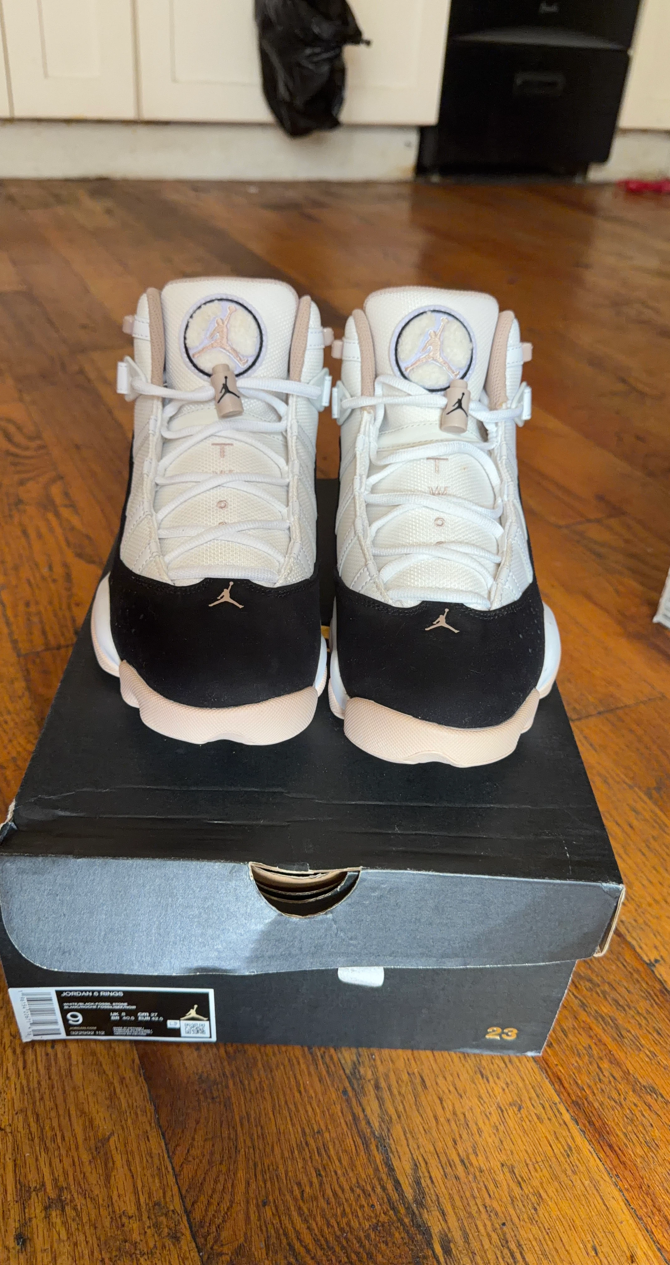 Jordan 6 Rings White Black Fossil Stone Sneakers
