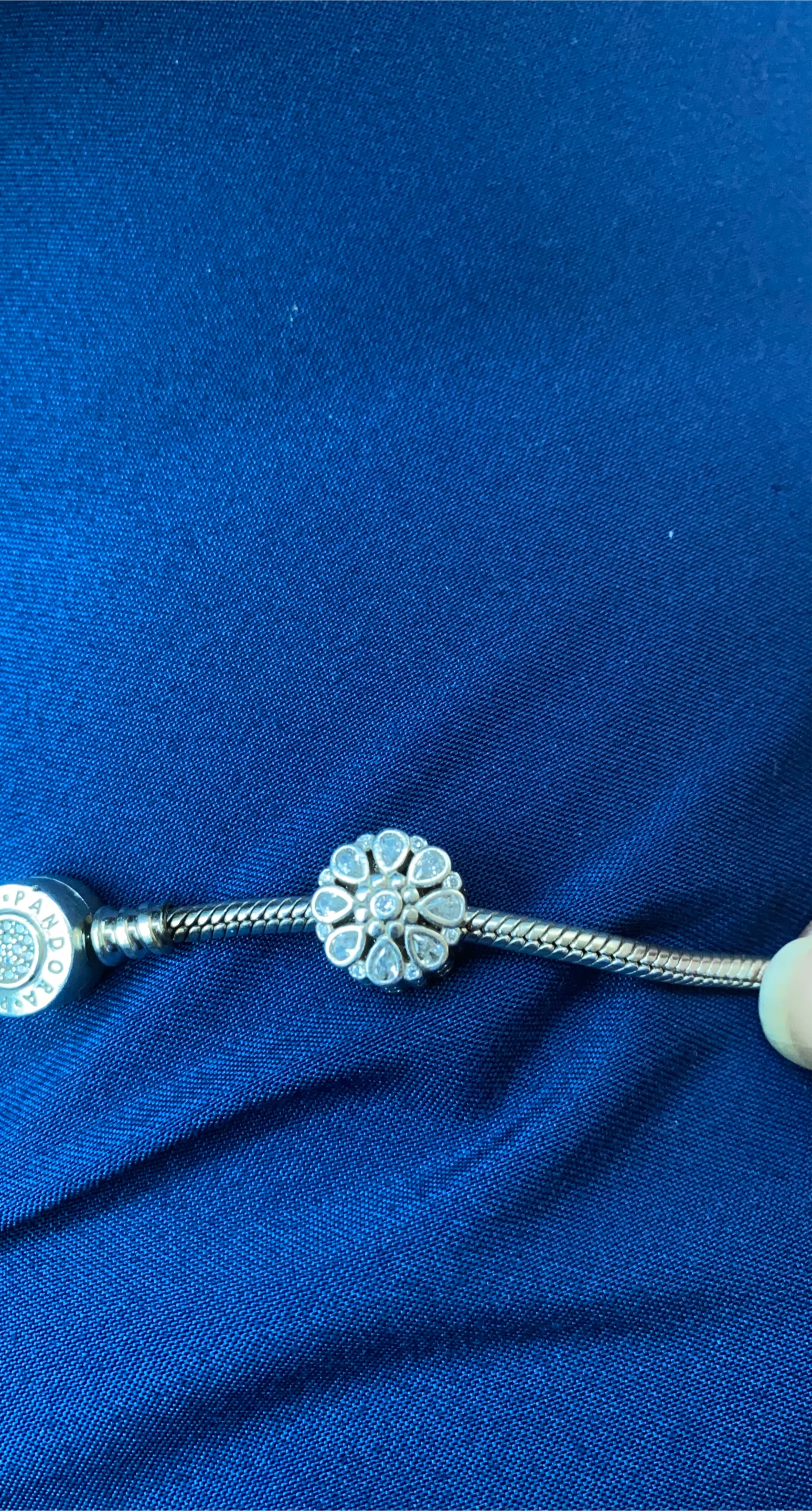Pandora Flower Charm with Clear Stones