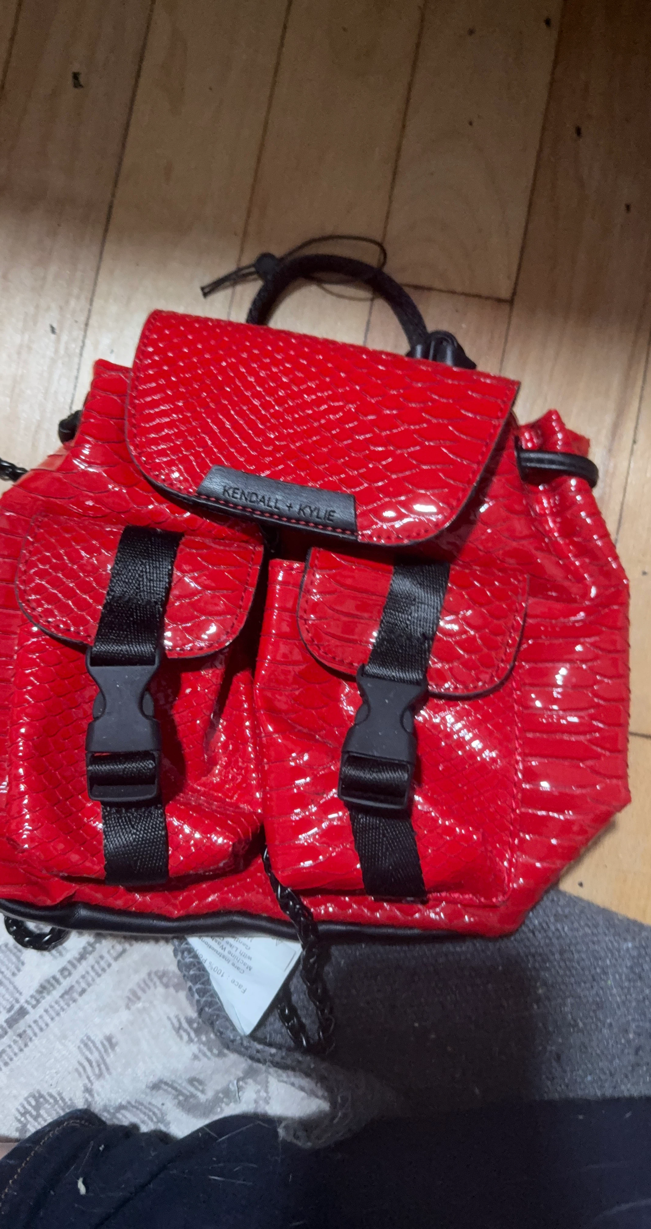 Kendall + Kylie Red Snake Print Mini Backpack