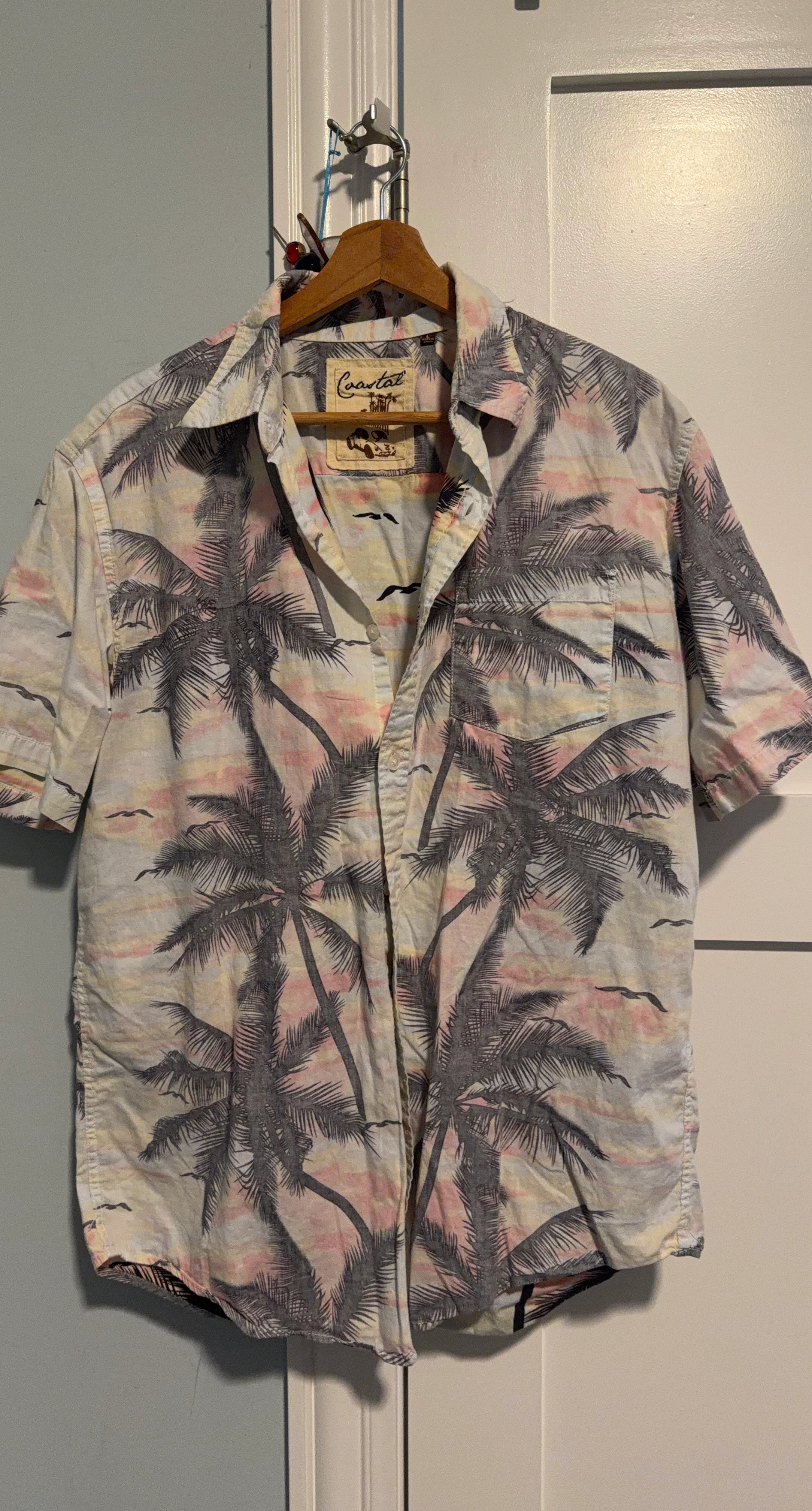 Coastal Palm Tree Print Short Sleeve Shirt