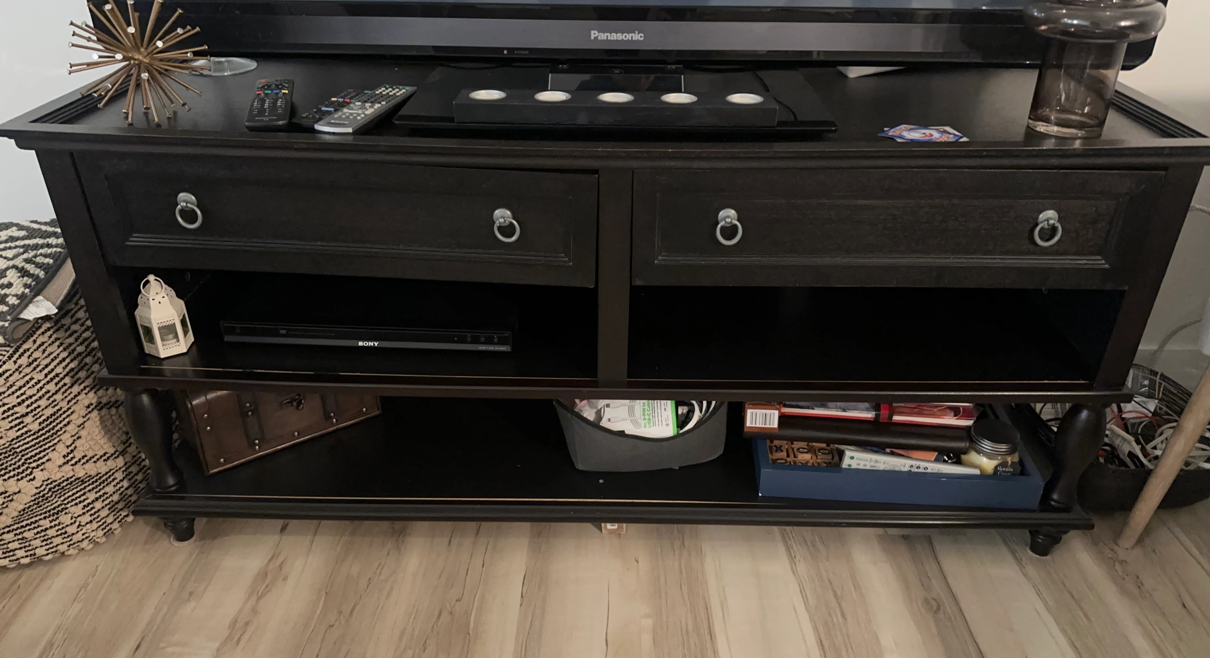 Black Wood Media Console Table