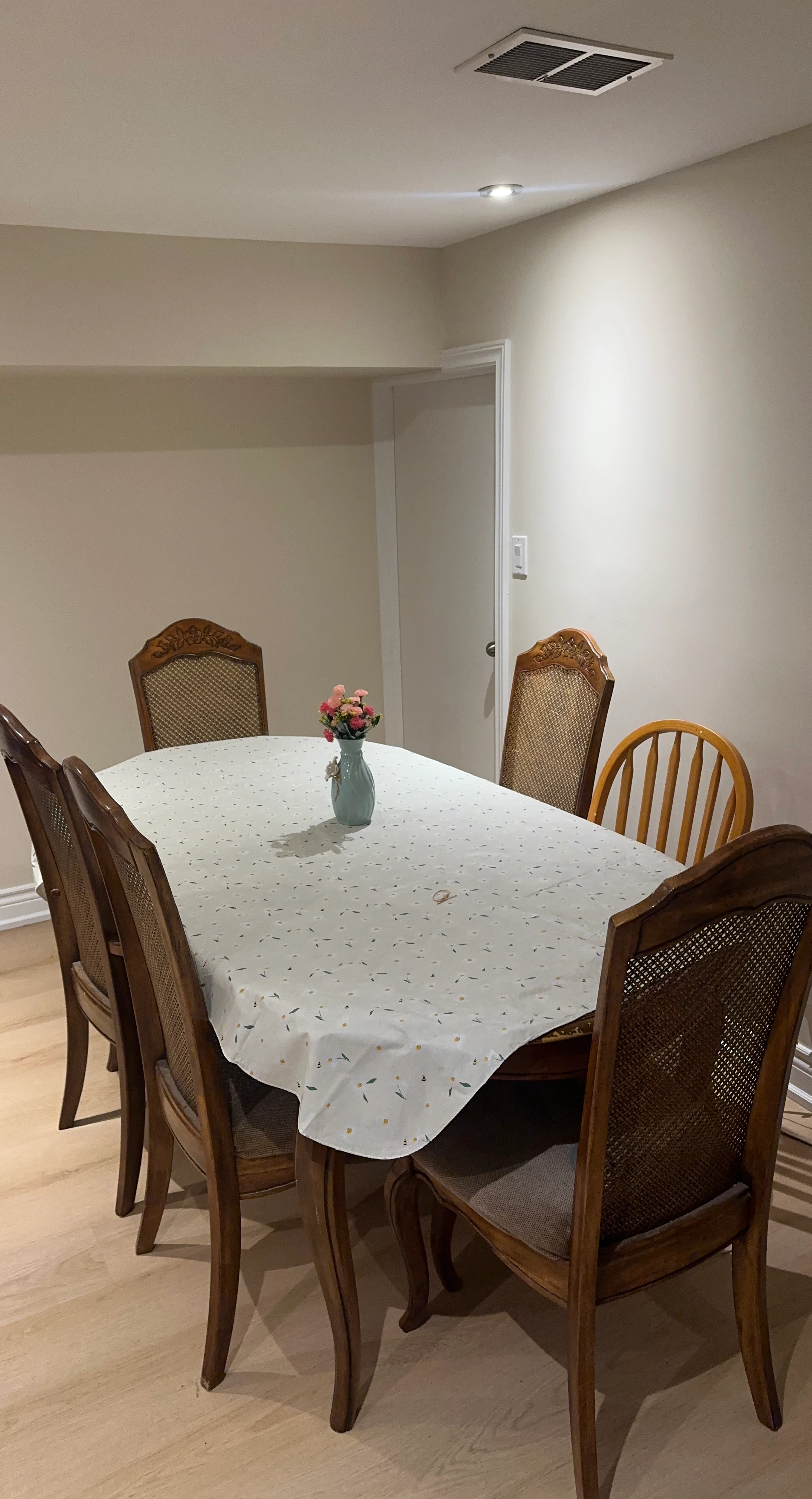 Set of 4 Vintage Wood and Cane Dining Chairs