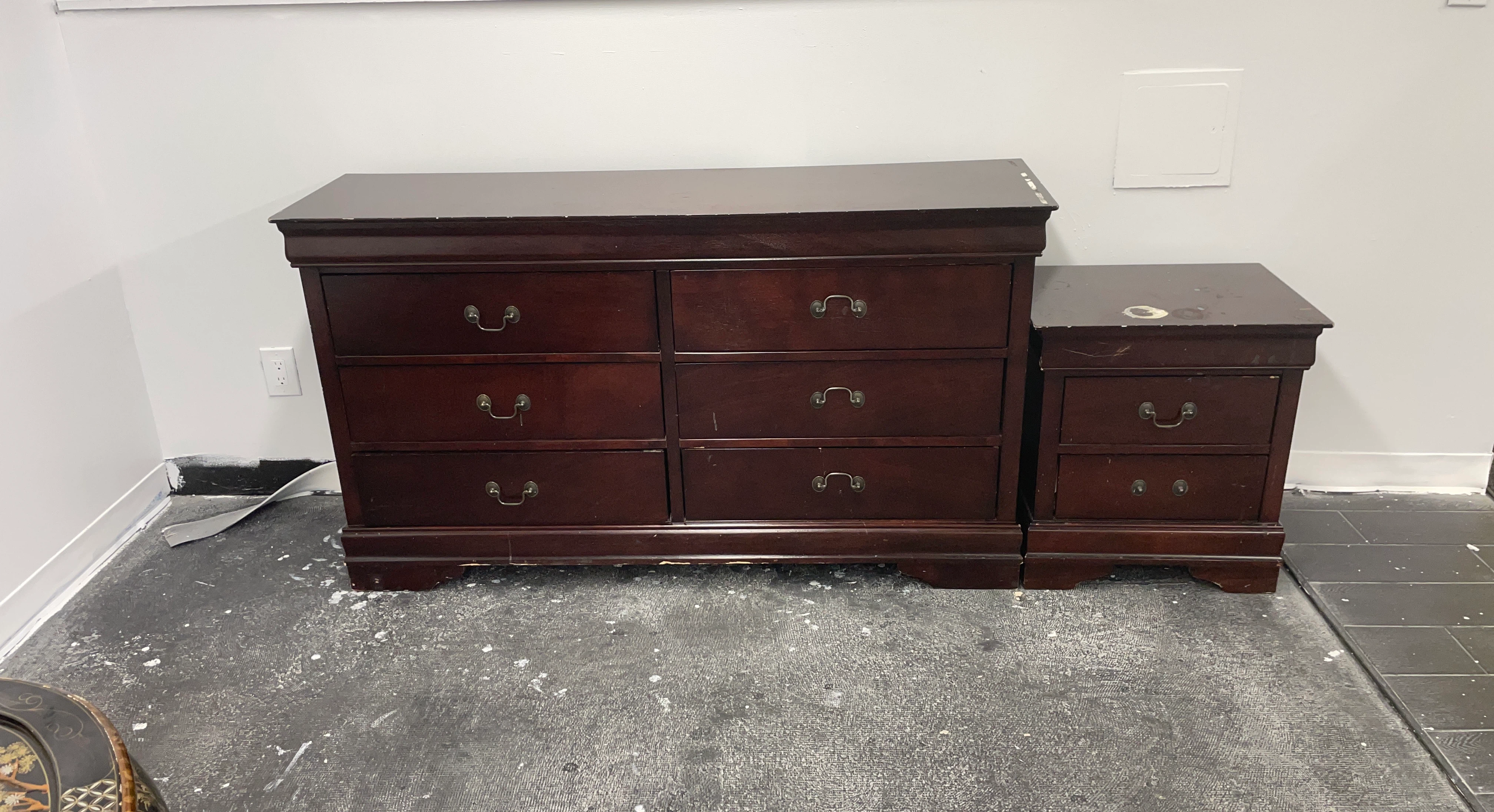 Dark Wood Dresser and Nightstand Set