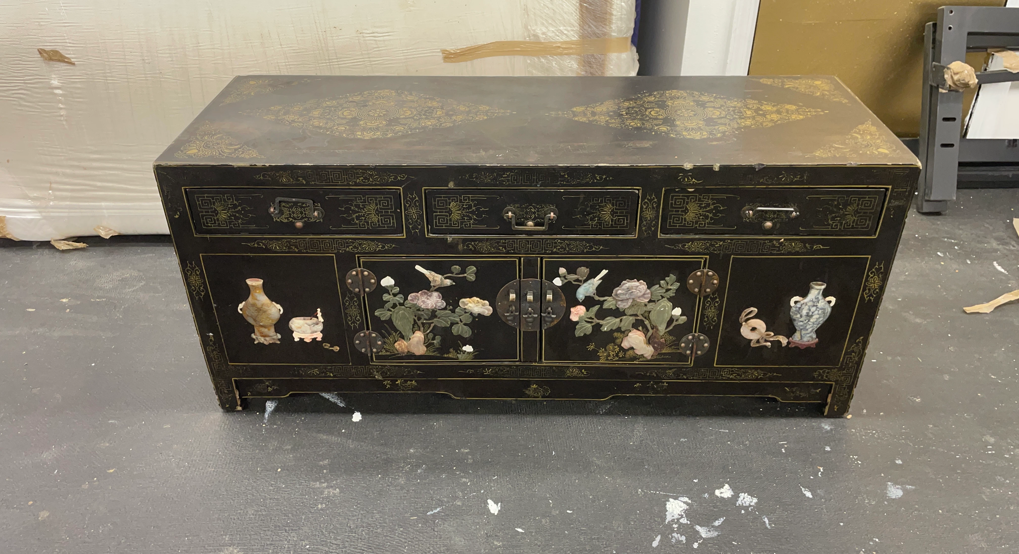Black Lacquer Asian-Style Media Console