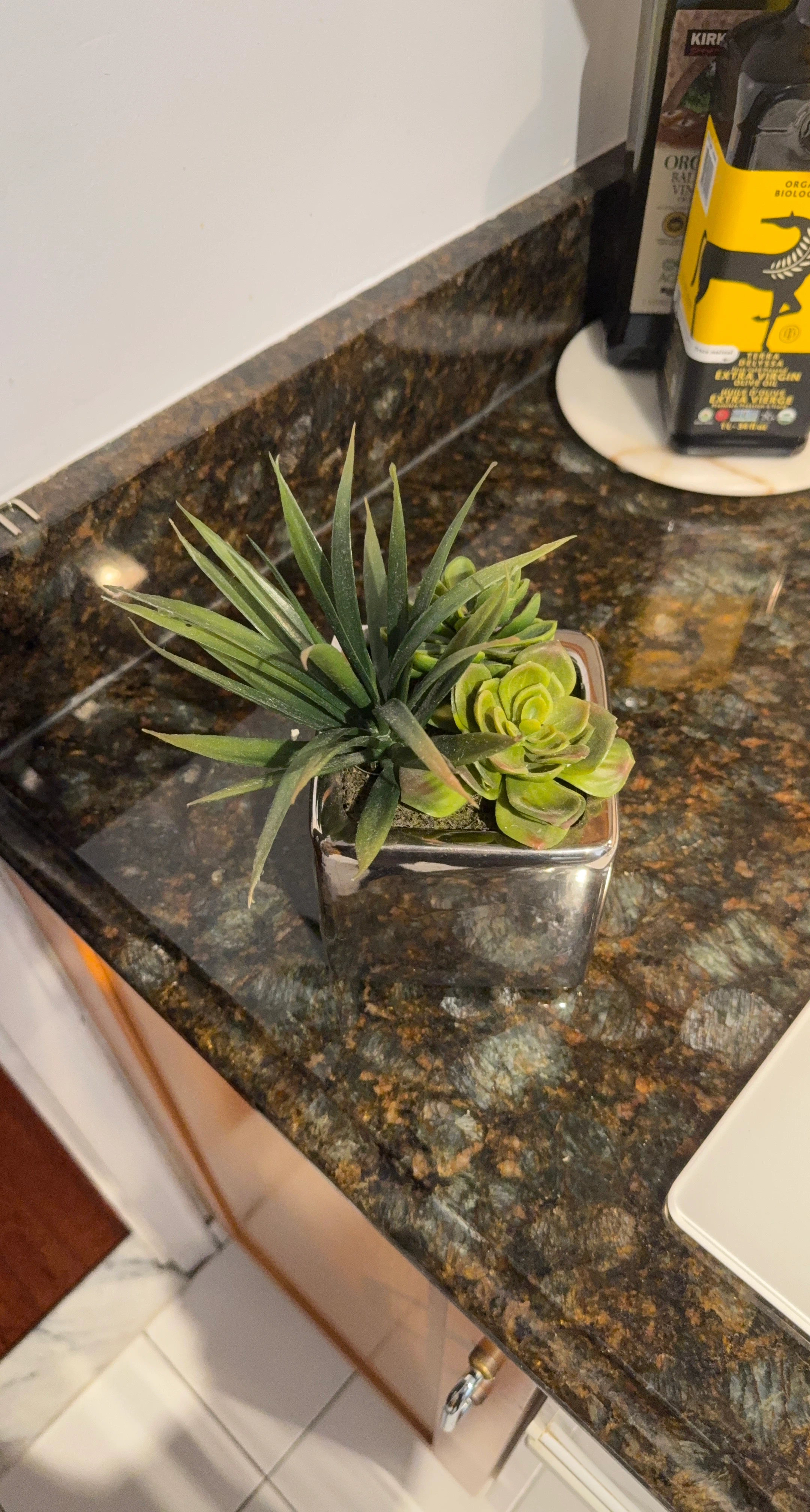 Artificial Succulent Plant in Silver Pot