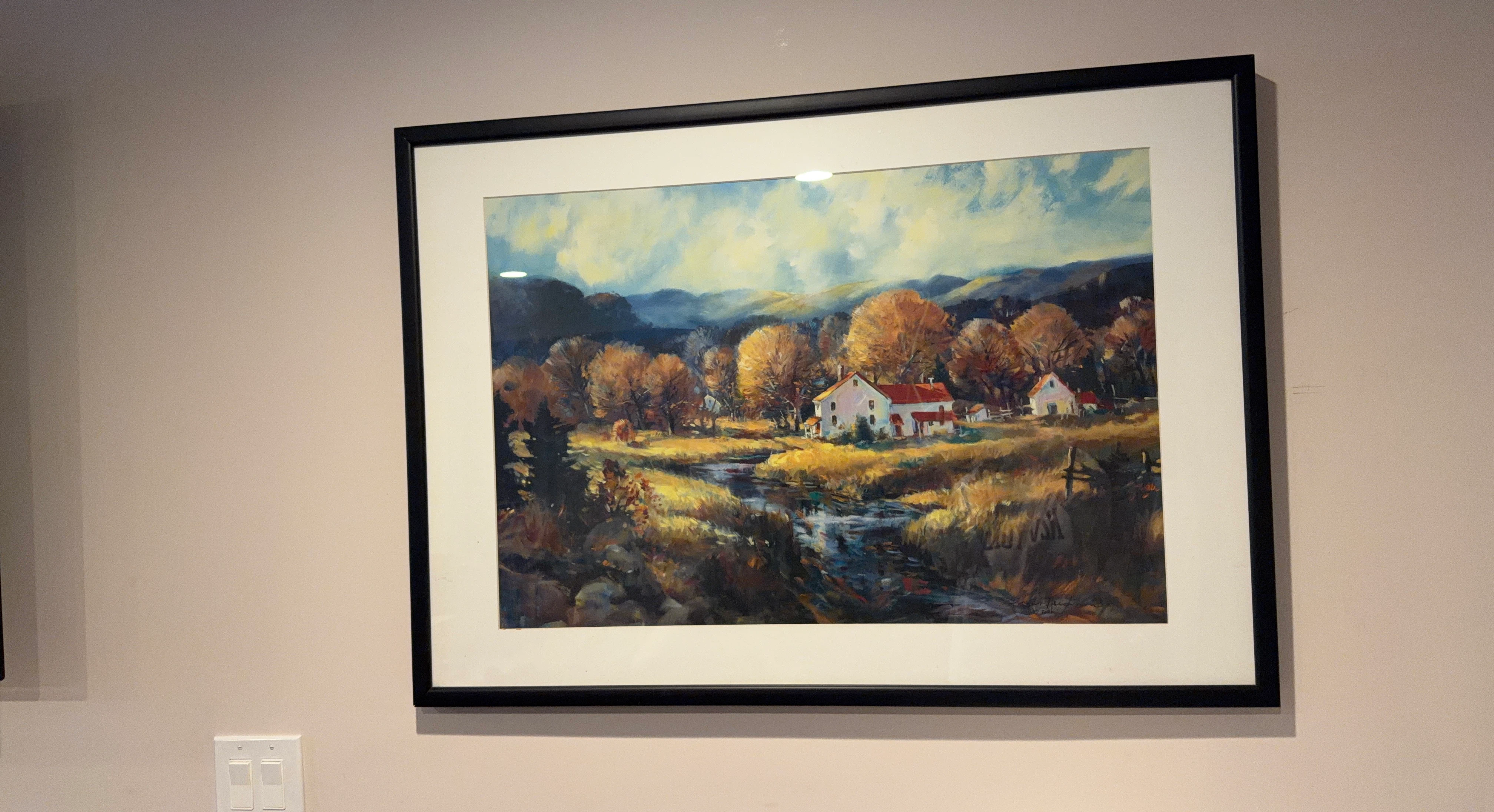 John C. Huffington Landscape Painting with Black Frame