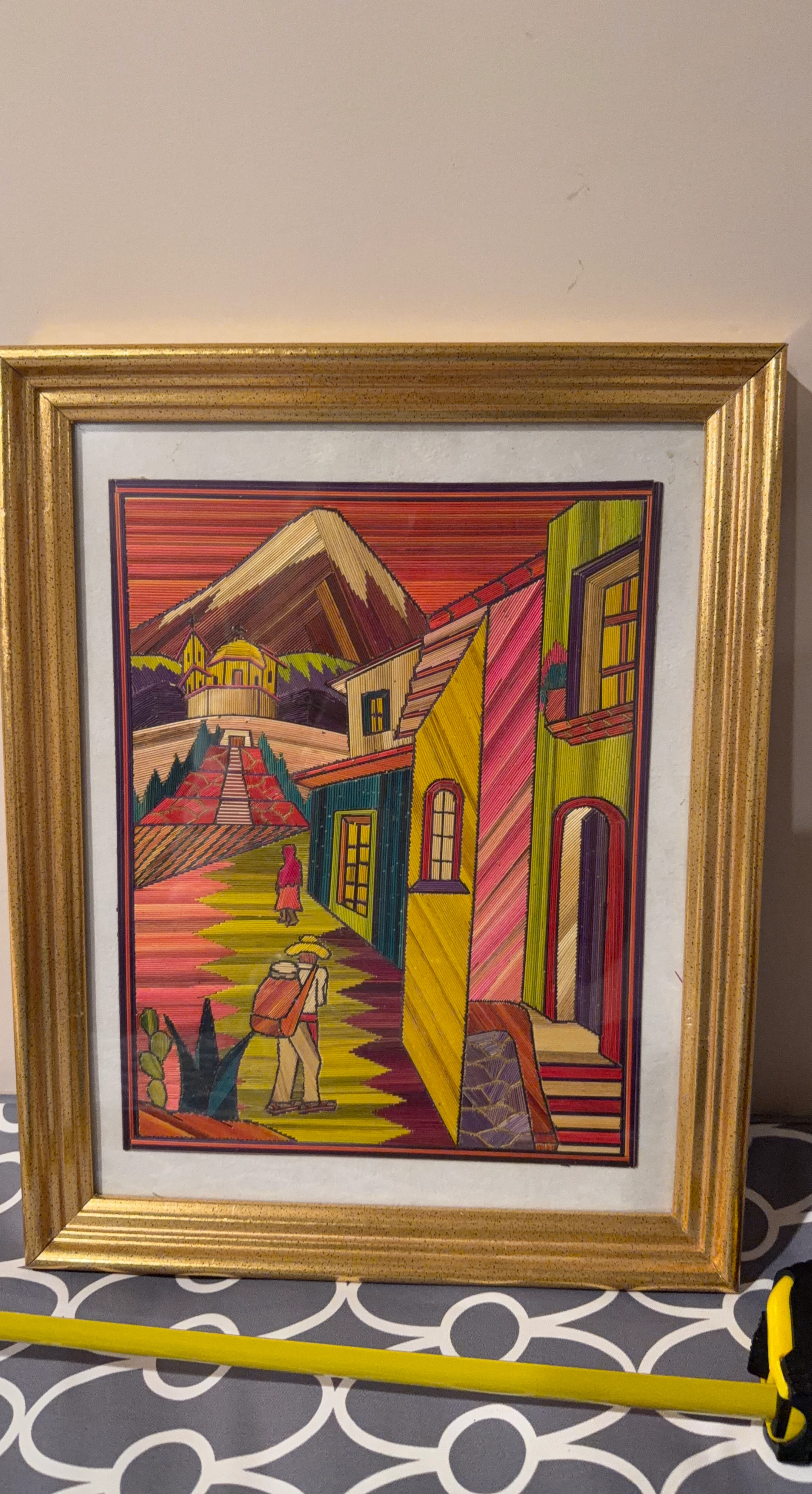 Mexican Straw Art Framed Wall Decor