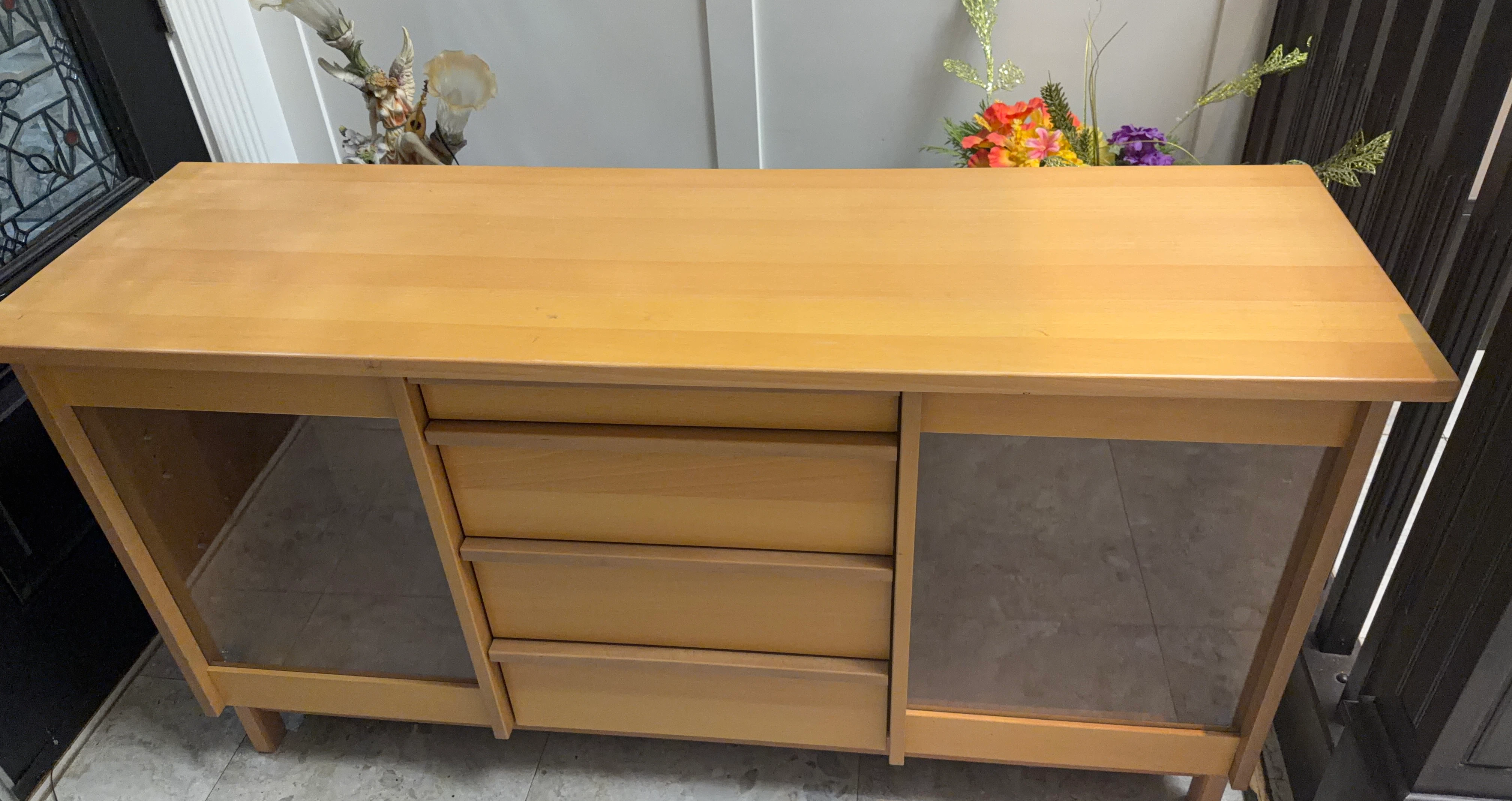 Wooden Sideboard with Three Drawers