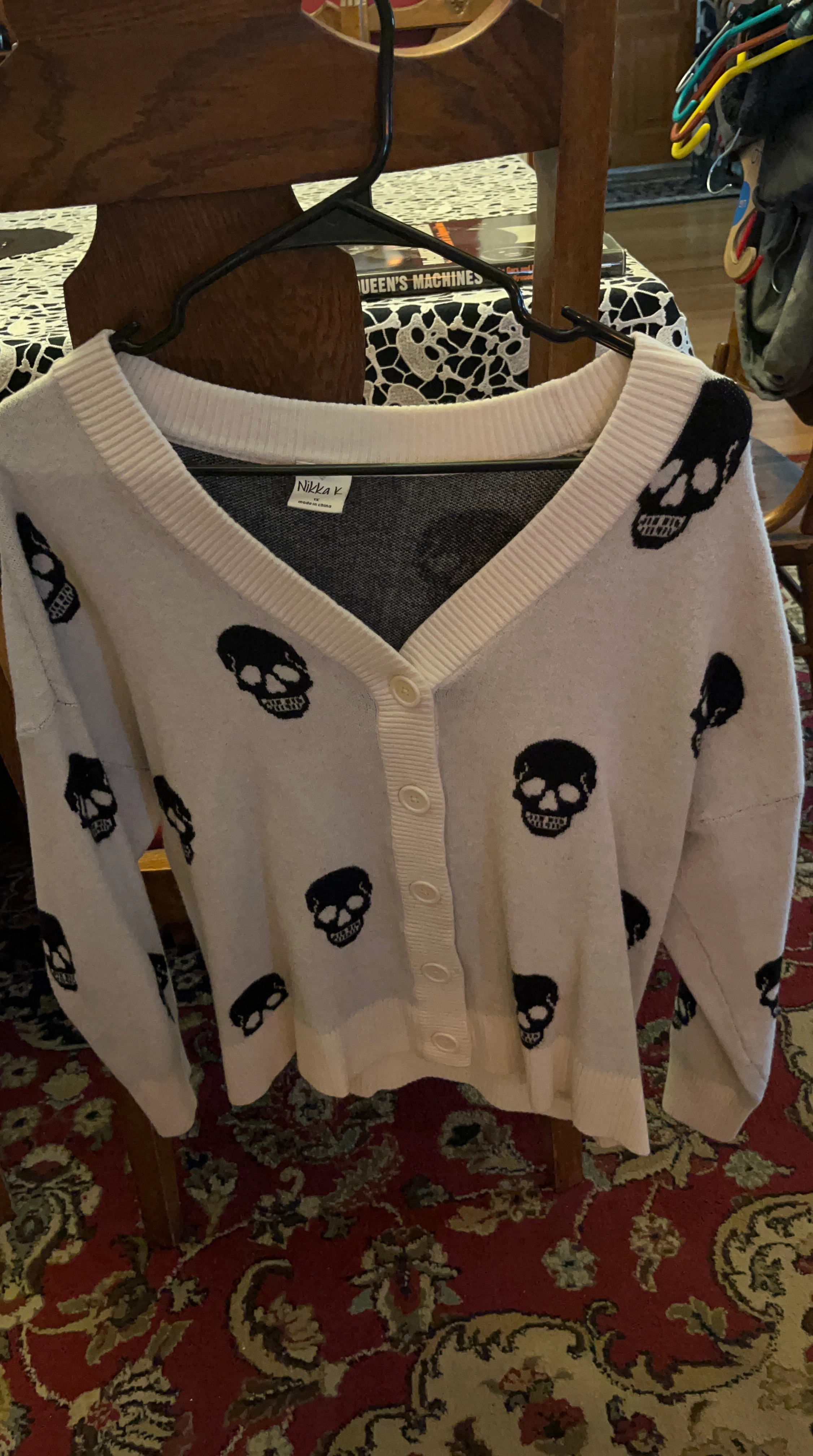 Nikka K Skull Print V-Neck Cardigan