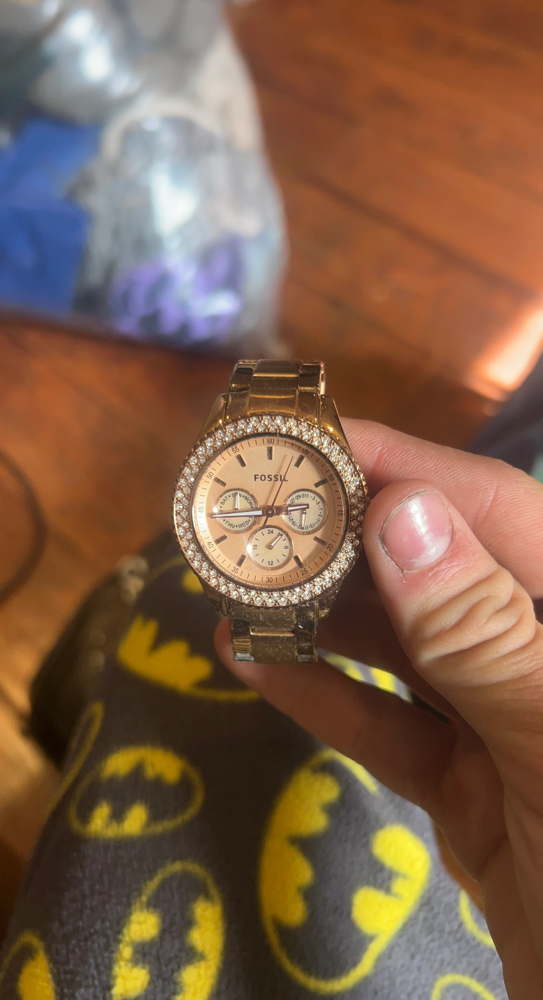 Fossil Rose Gold-Tone Crystal Watch
