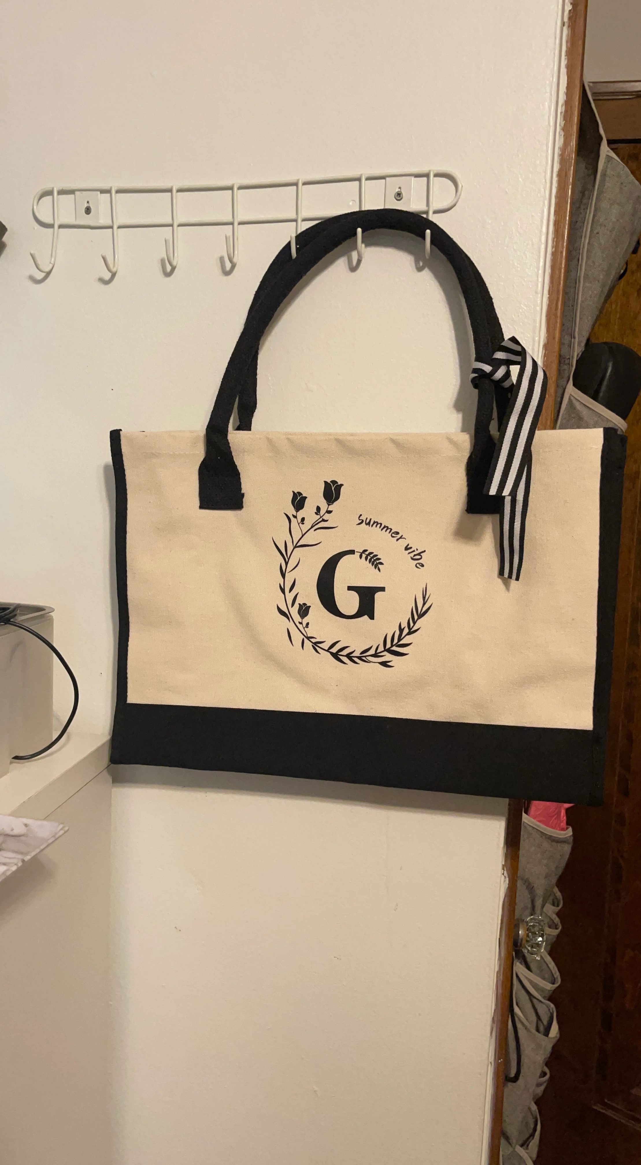 Summer Vibe Canvas Tote Bag Letter G