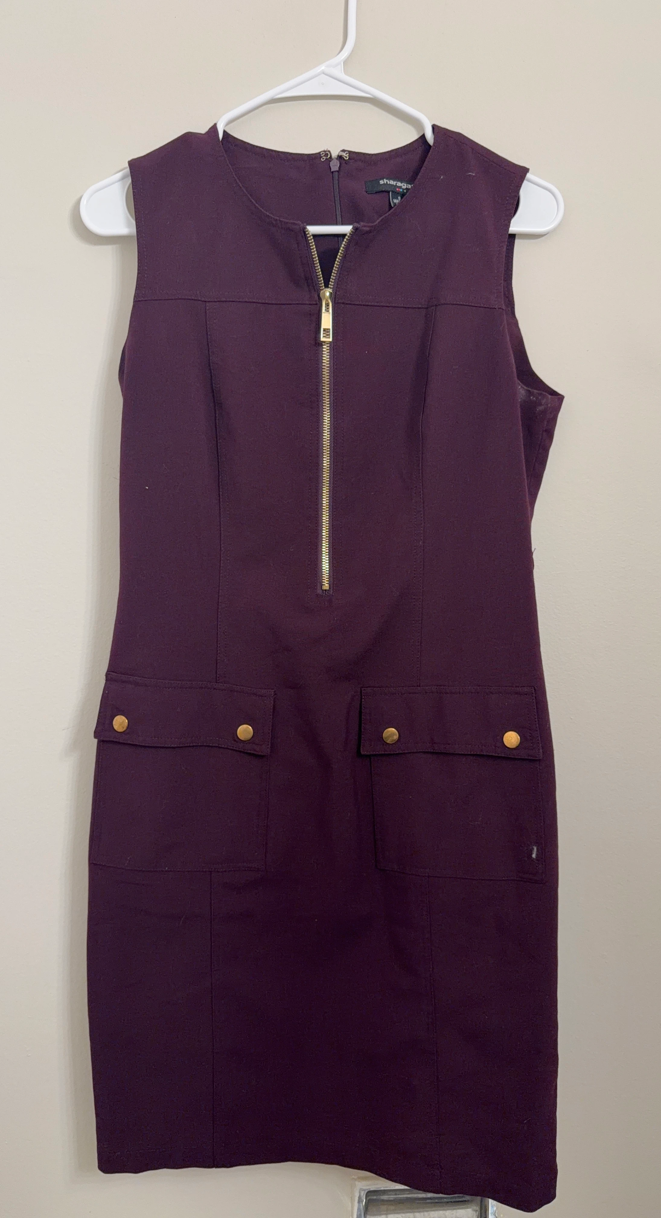 Sharagano Deep Purple Zip-Front Dress