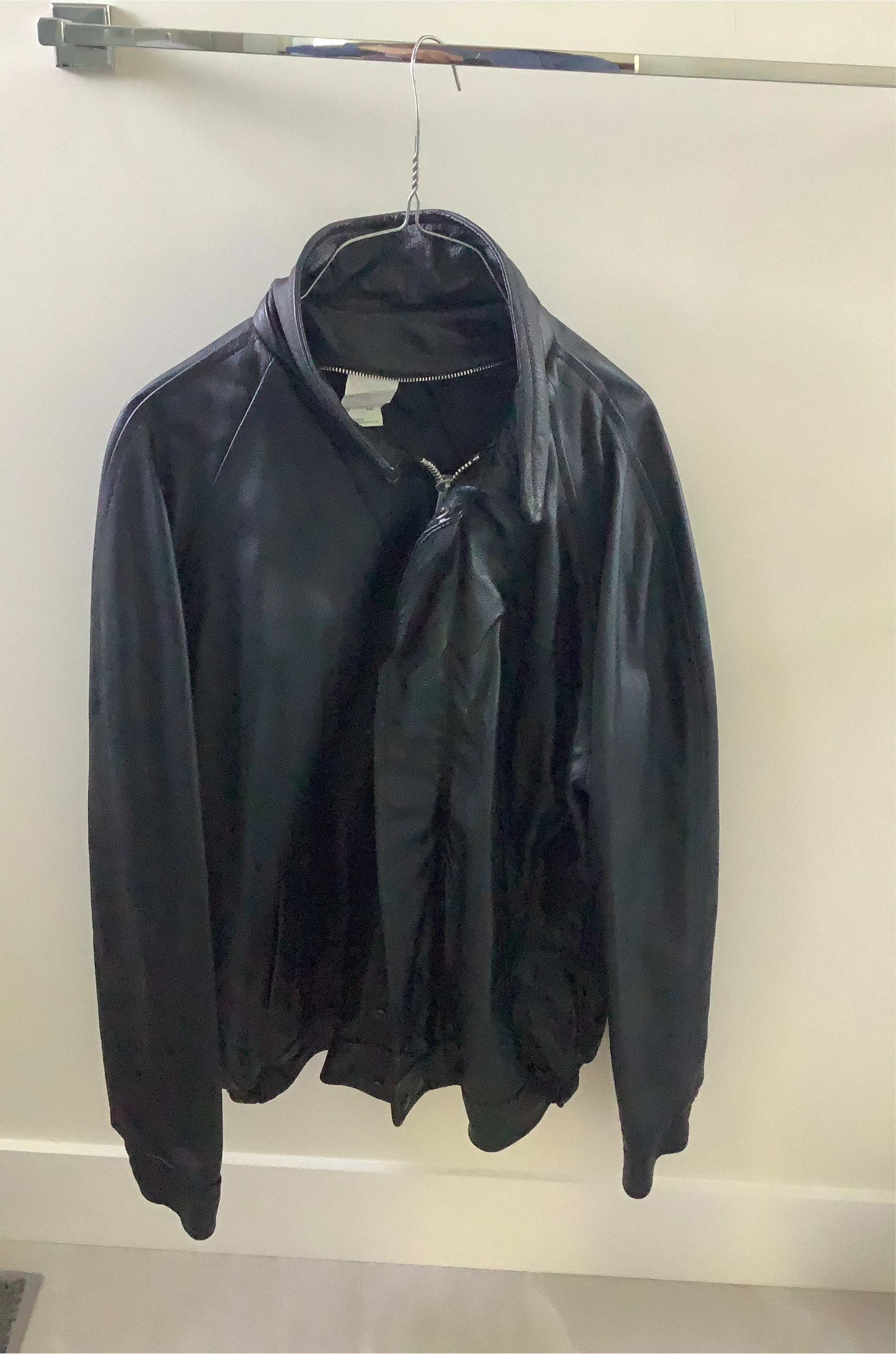 Black Leather Bomber Jacket