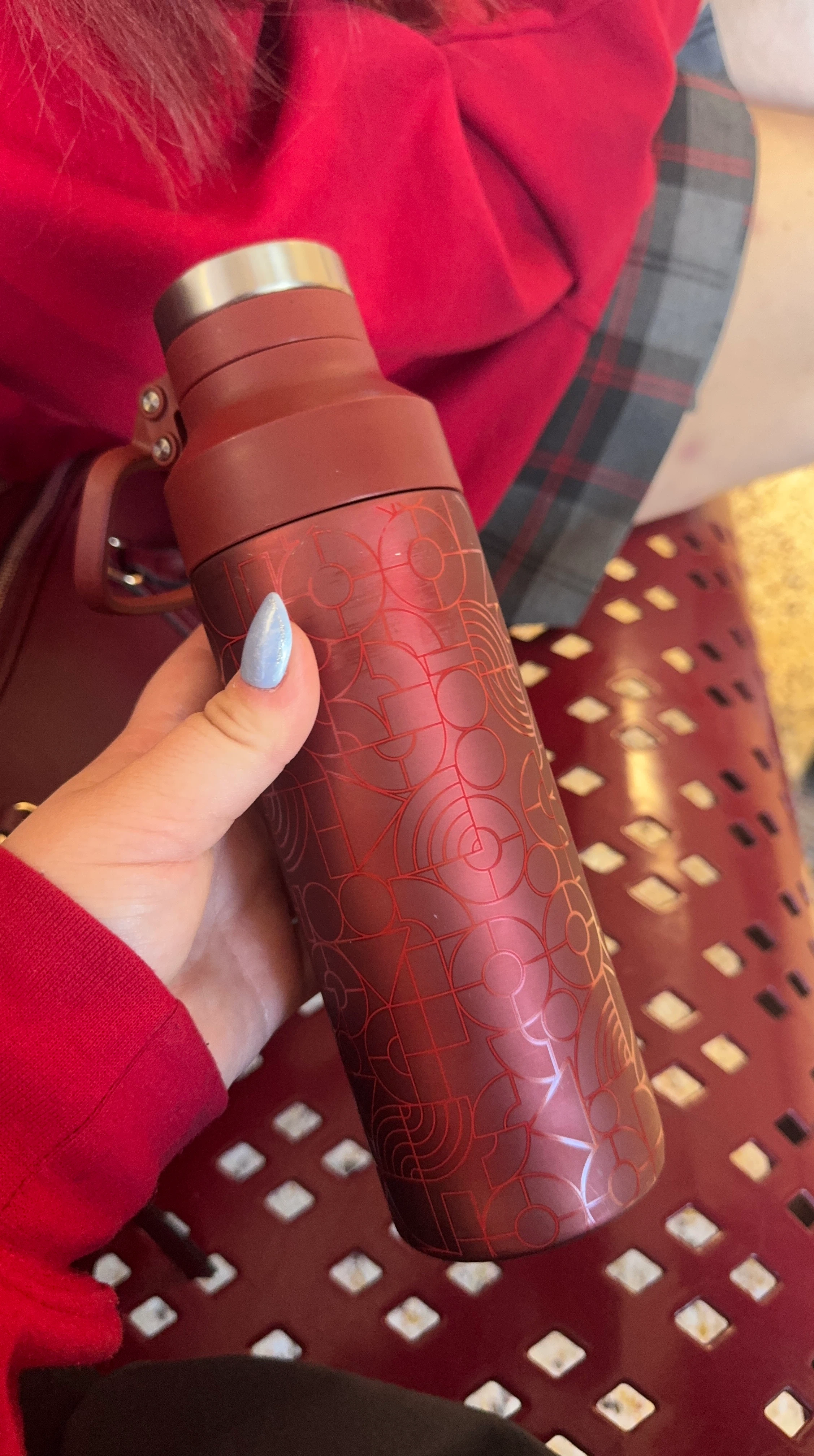 Red Patterned Water Bottle