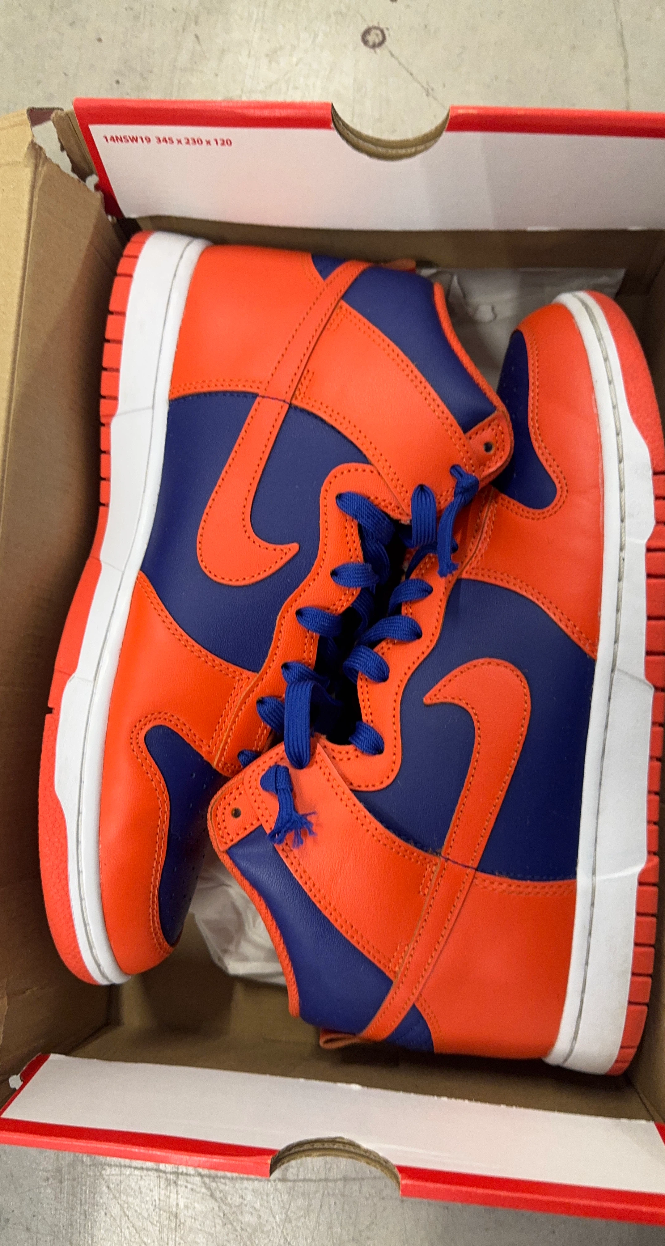 Nike Dunk Hi Retro Orange and Deep Royal Blue
