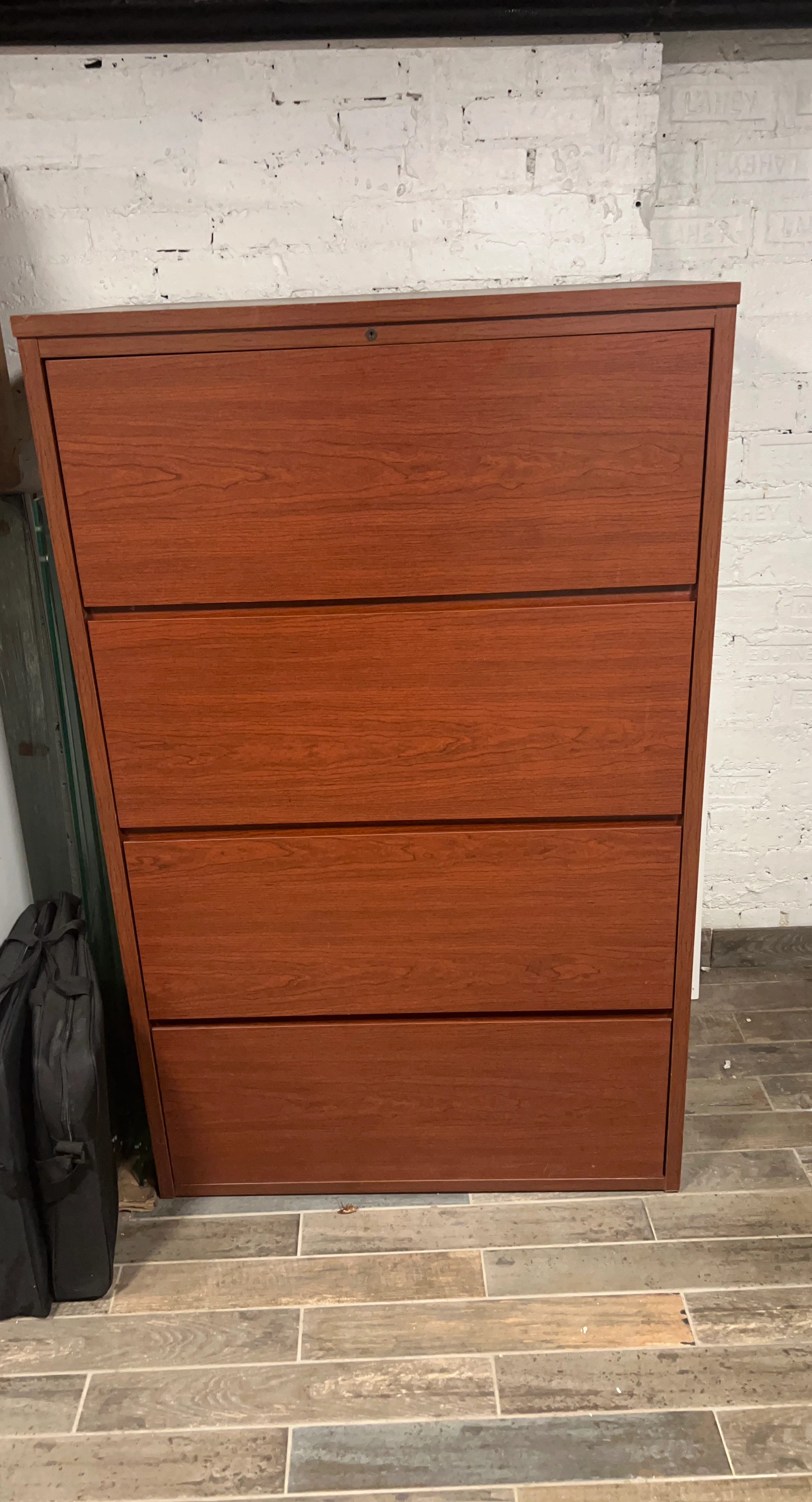 4-Drawer Cherry Wood Filing Cabinet