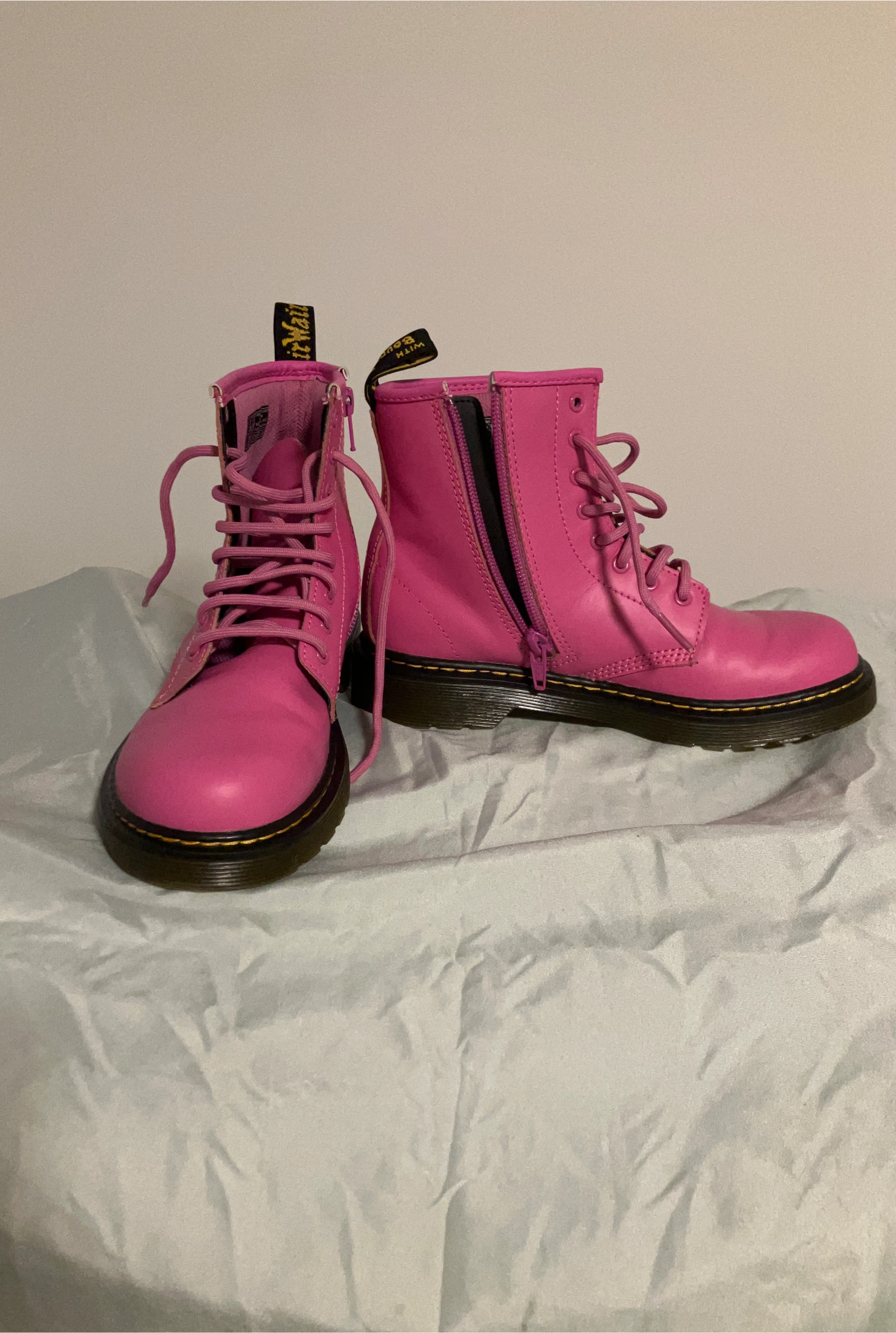 Kids Size 3 US Dr. Martens Pink Boots