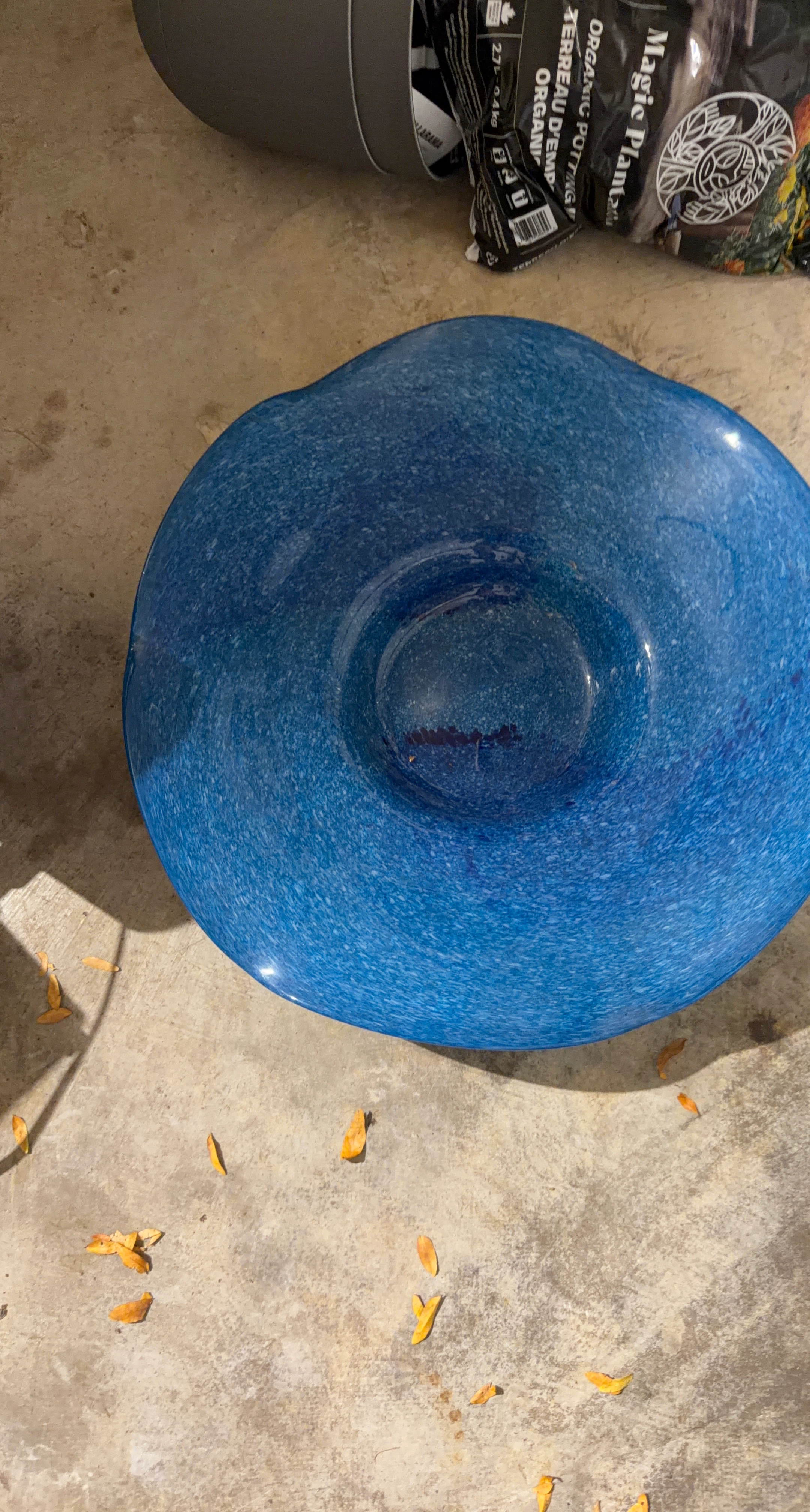 Large Blue Decorative Glass Bowl