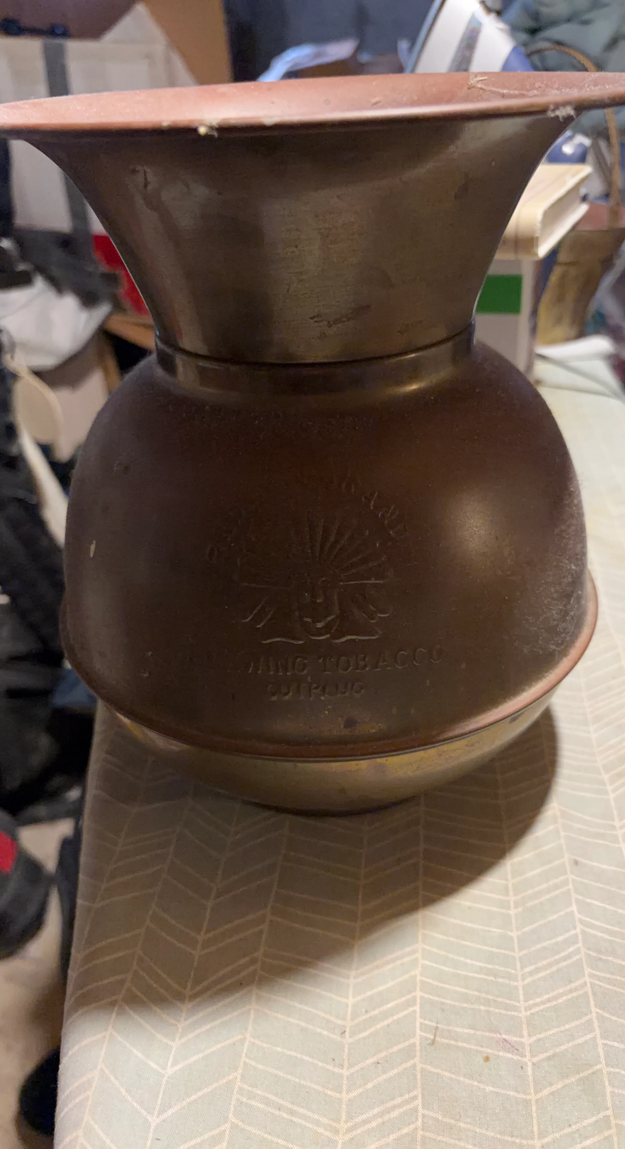 Vintage King Tobacco Cut Plug Copper Tobacco Jar