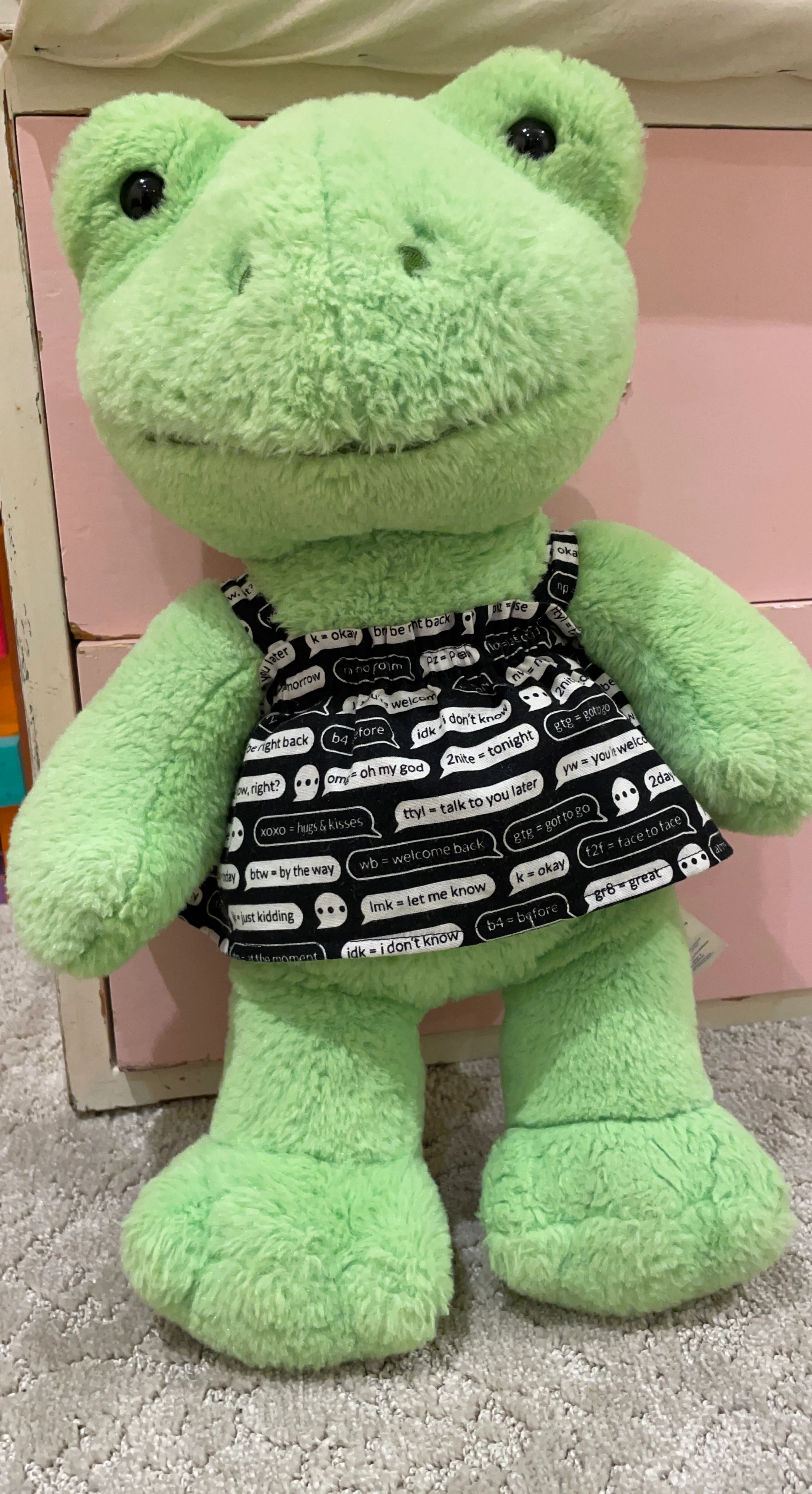 Build-A-Bear Green Frog with Text Print Dress