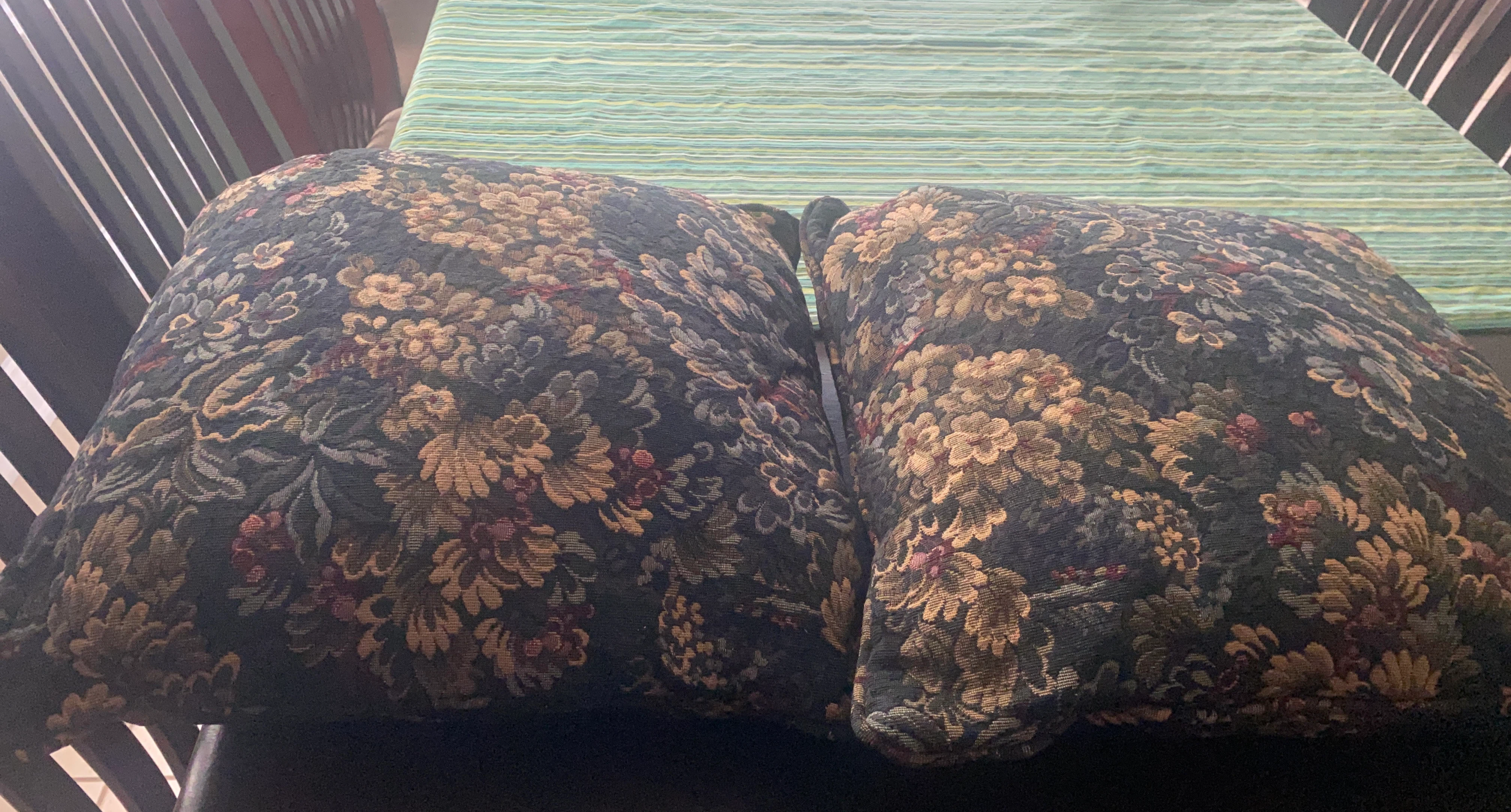 Two Floral Pattern Accent Pillows