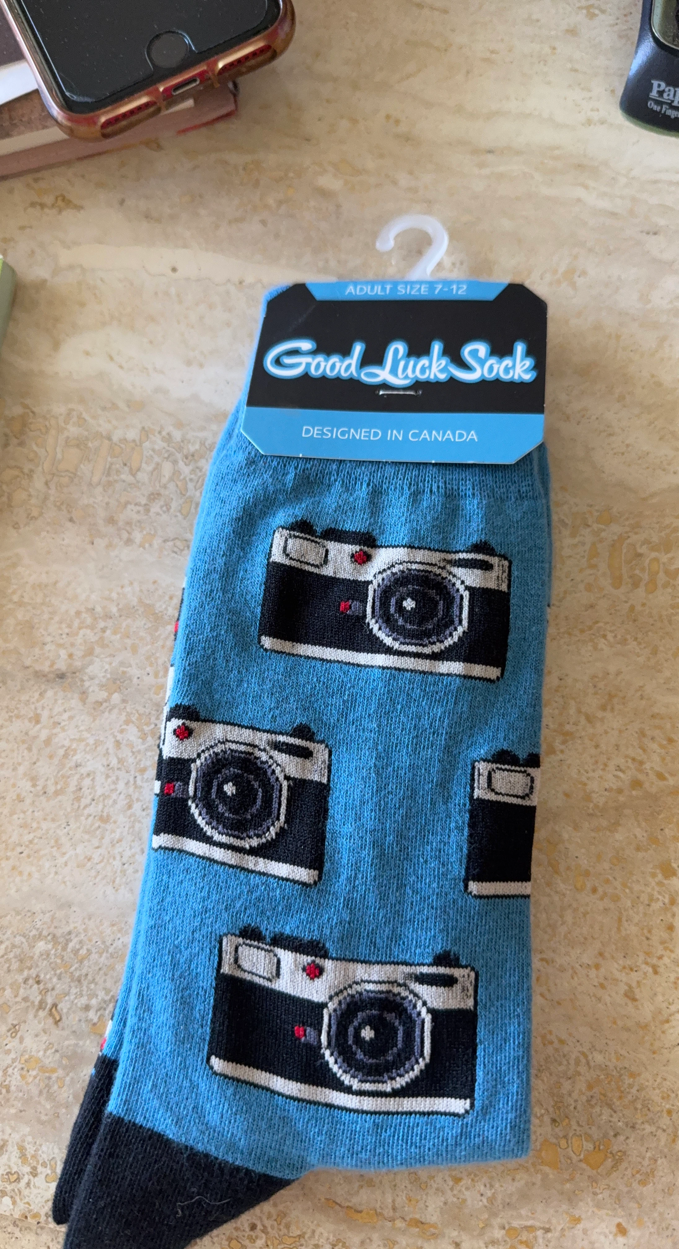 Good Luck Sock Camera Print Crew Socks