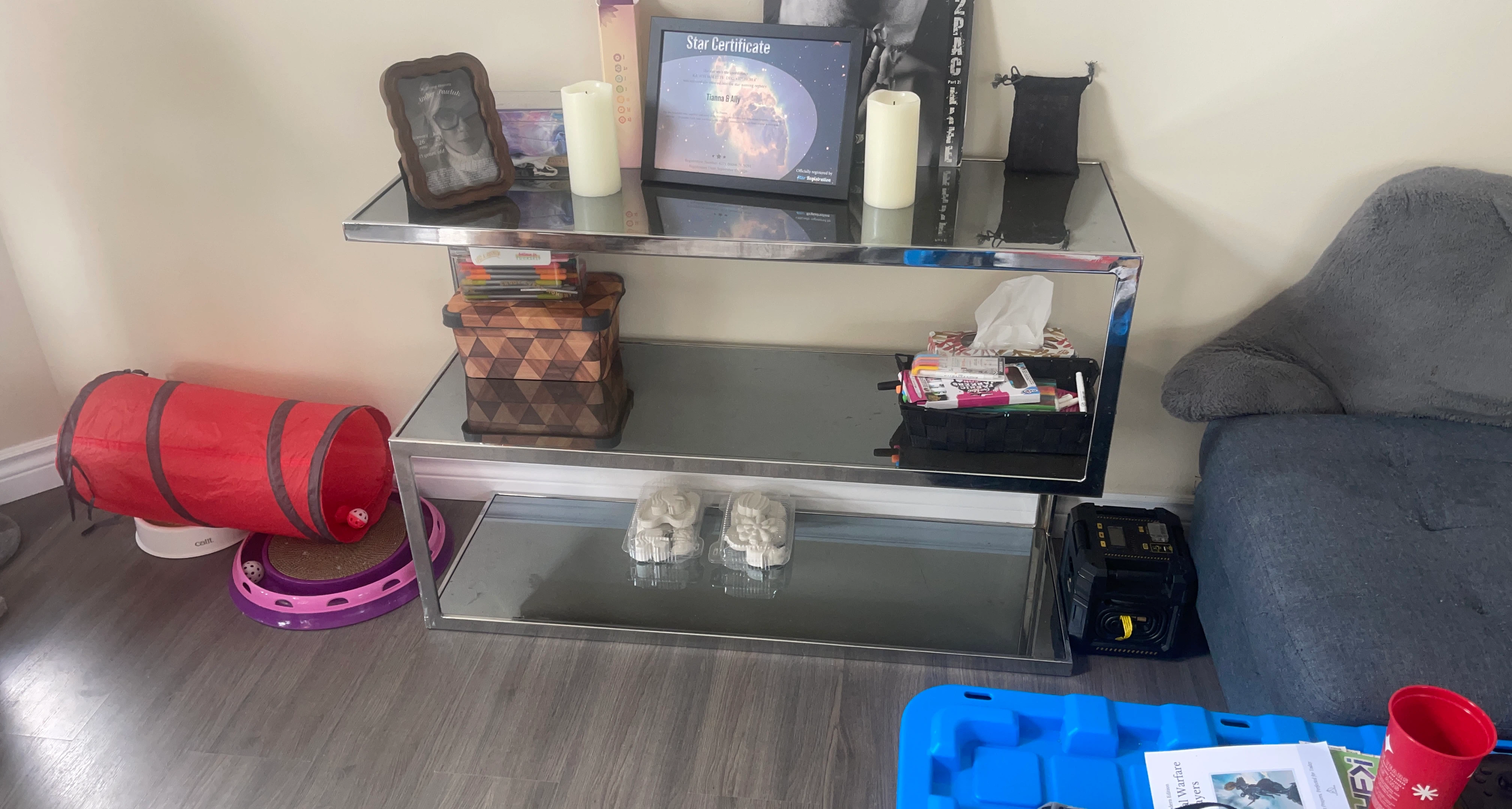 Chrome and Glass Console Table
