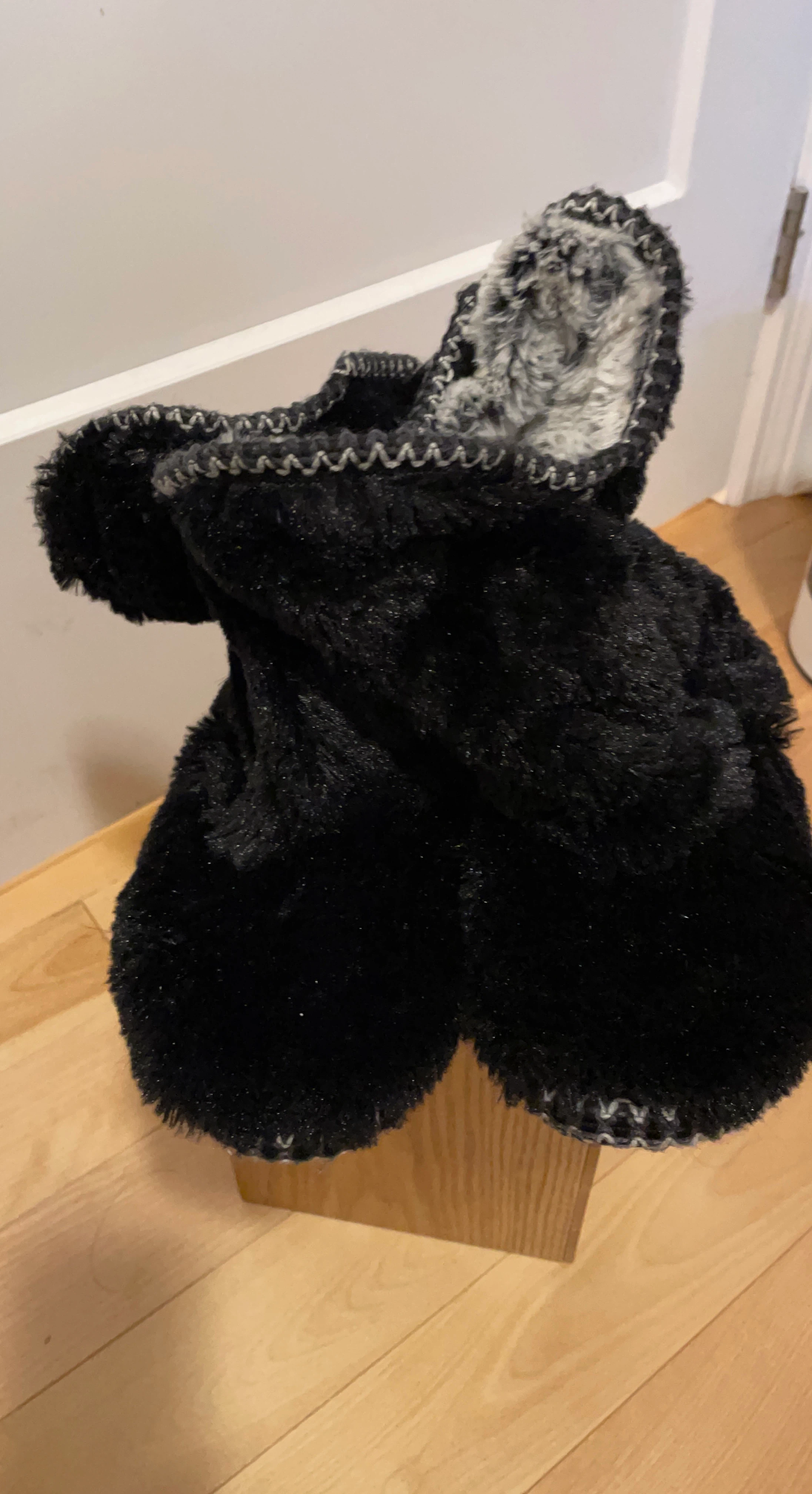 Black Fuzzy Slippers
